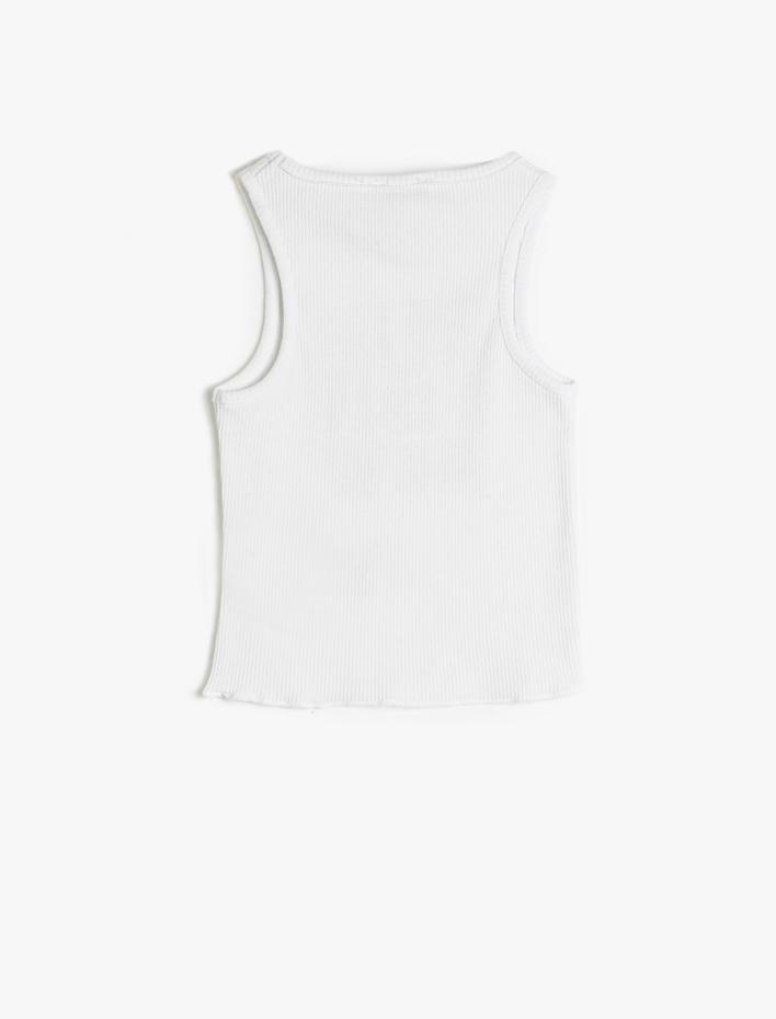 Kız Çocuk Atlet Kolsuz Baskılı Ribanalı Pamuk Karışımlı