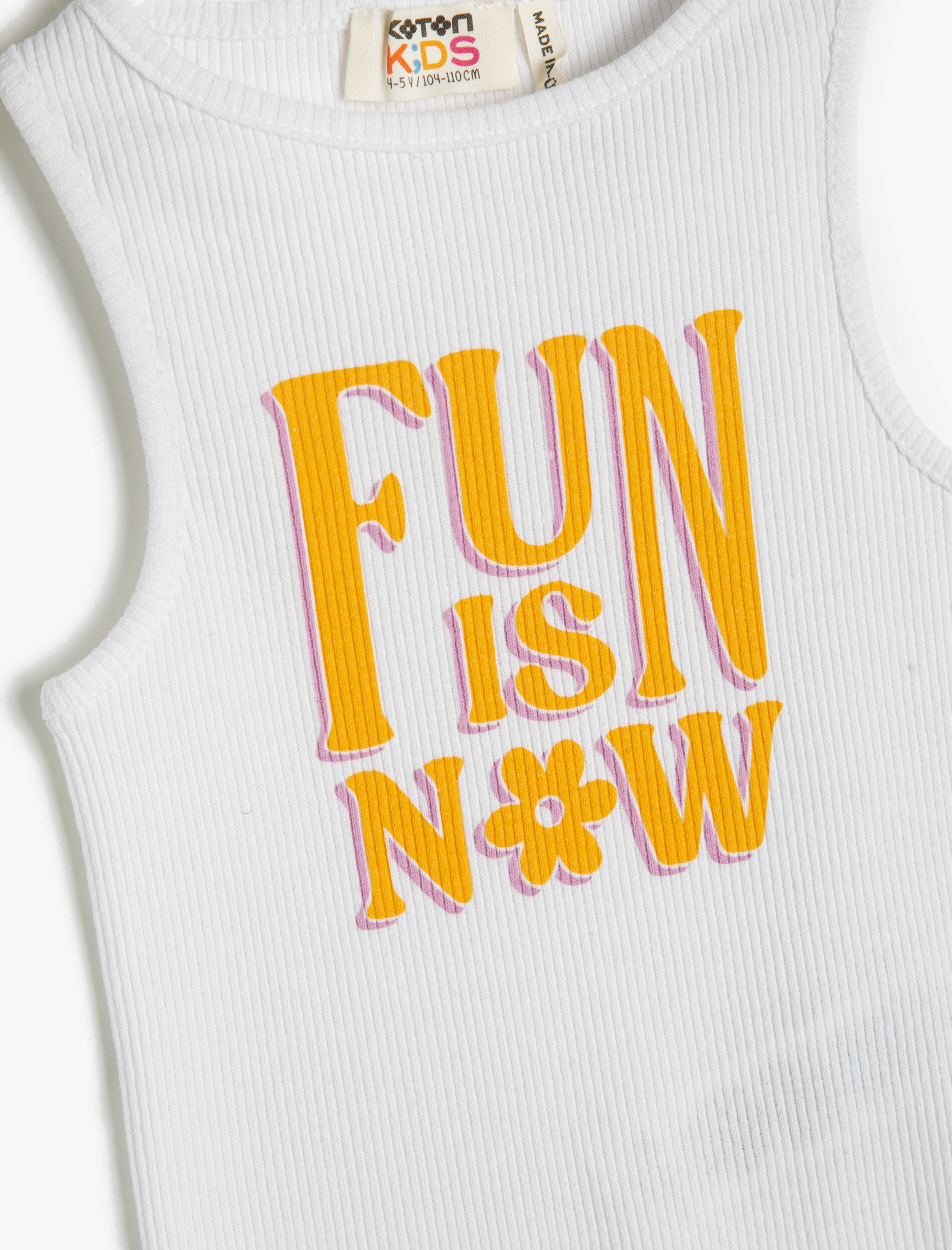  Kız Çocuk Atlet Kolsuz Baskılı Ribanalı Pamuk Karışımlı