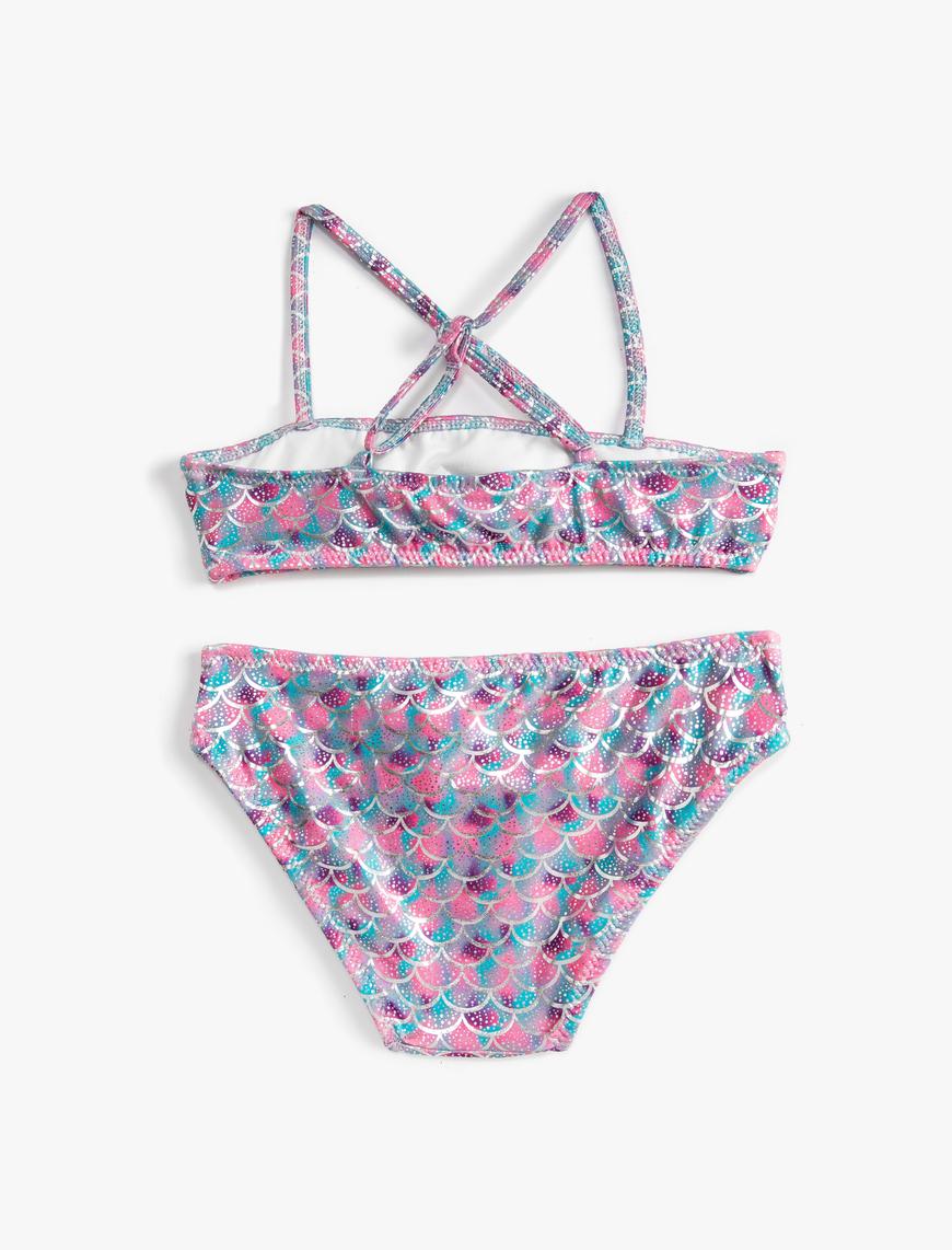  Kız Çocuk Bikini Takımı Fırfırlı İnce Askılı