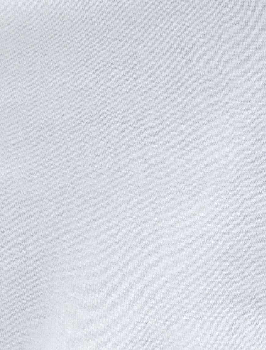   Crop Atlet Pamuklu Bisiklet Yaka Biye Detaylı