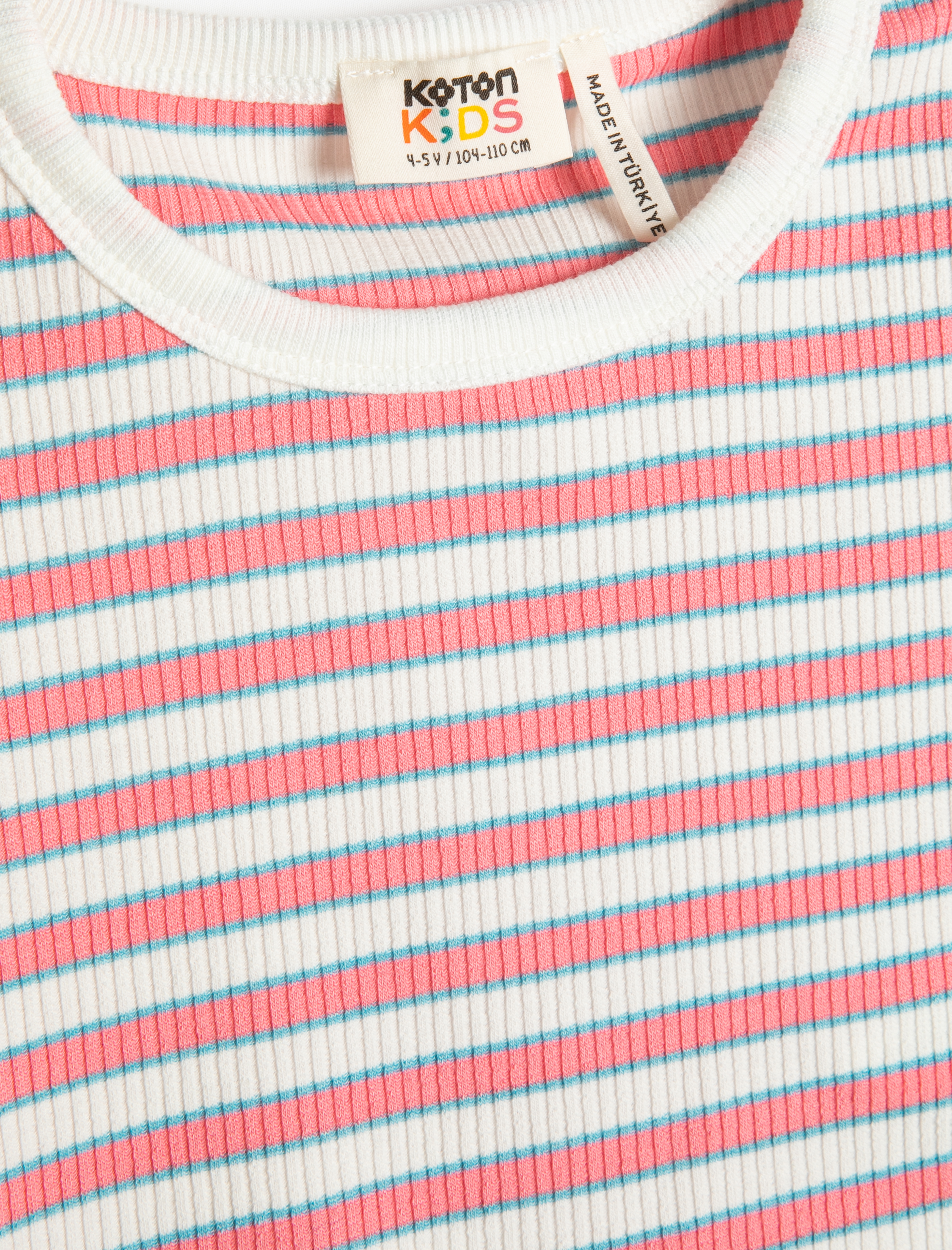  Kız Çocuk Tişört Kısa Kollu Yuvarlak Yaka Fitilli Pamuklu