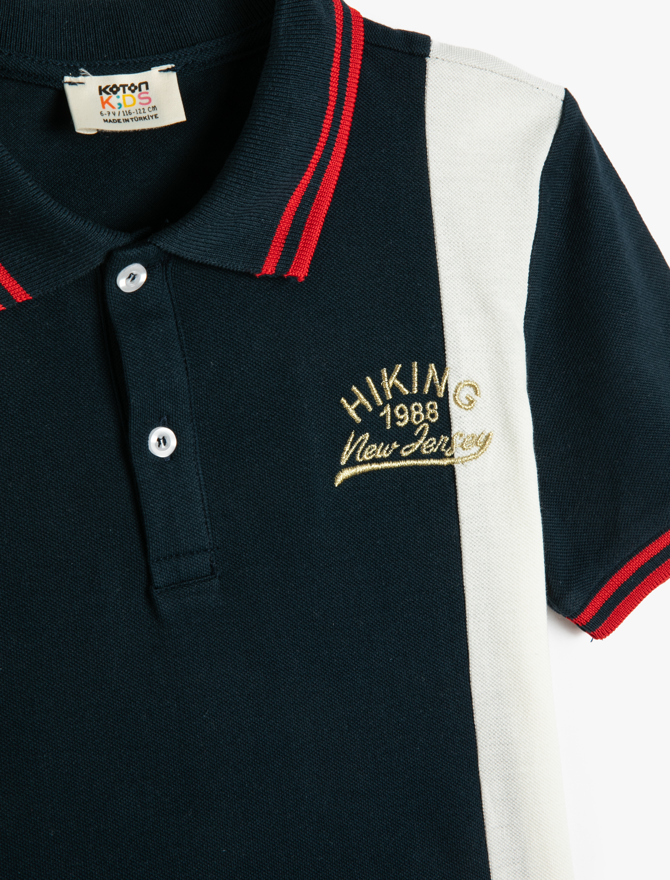  Erkek Çocuk Polo Tişört Kısa Kollu Renk Bloklu Pamuklu