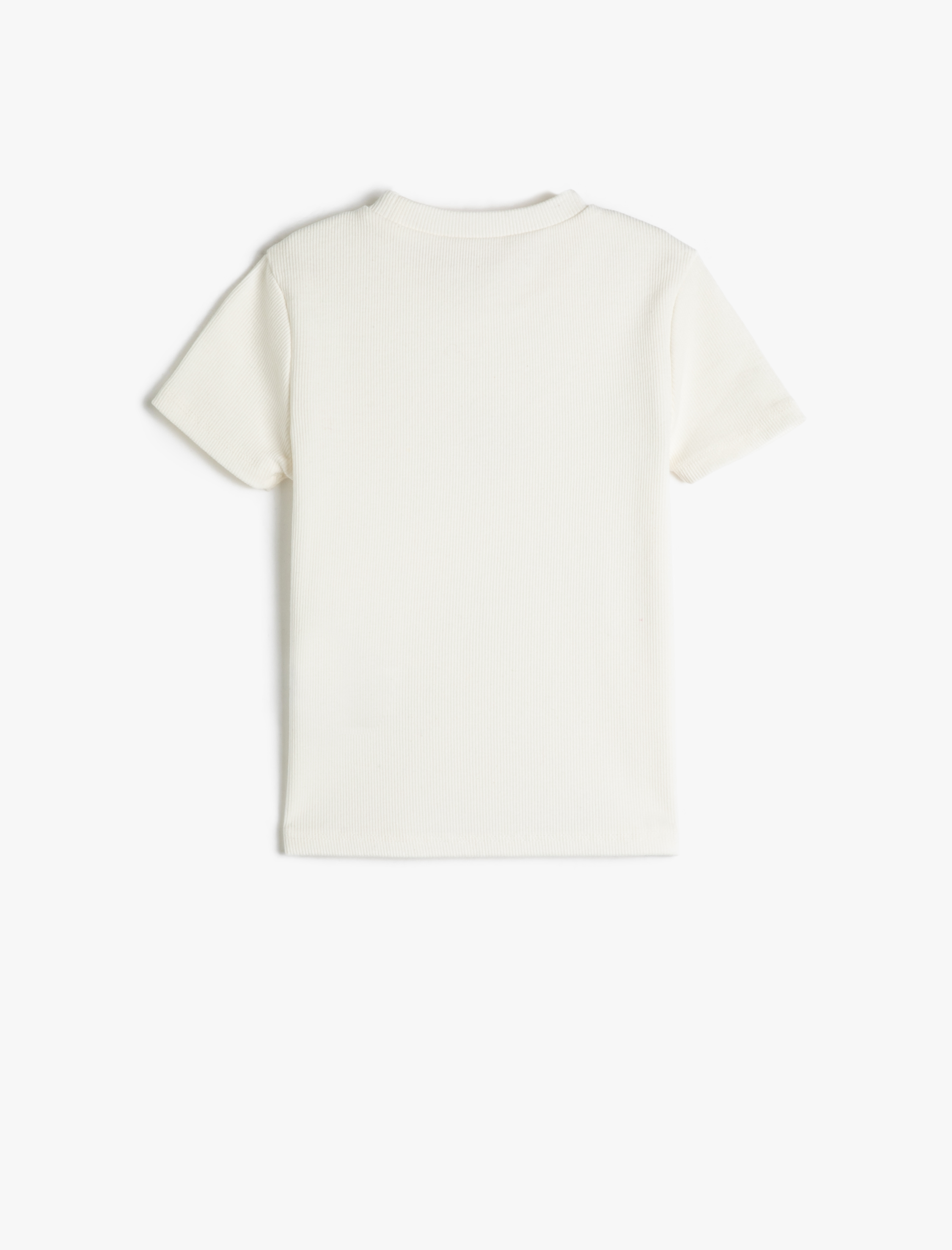  Kız Çocuk Crop Tişört Kısa Kollu Bisiklet Yaka Pencere Detaylı Pamuklu