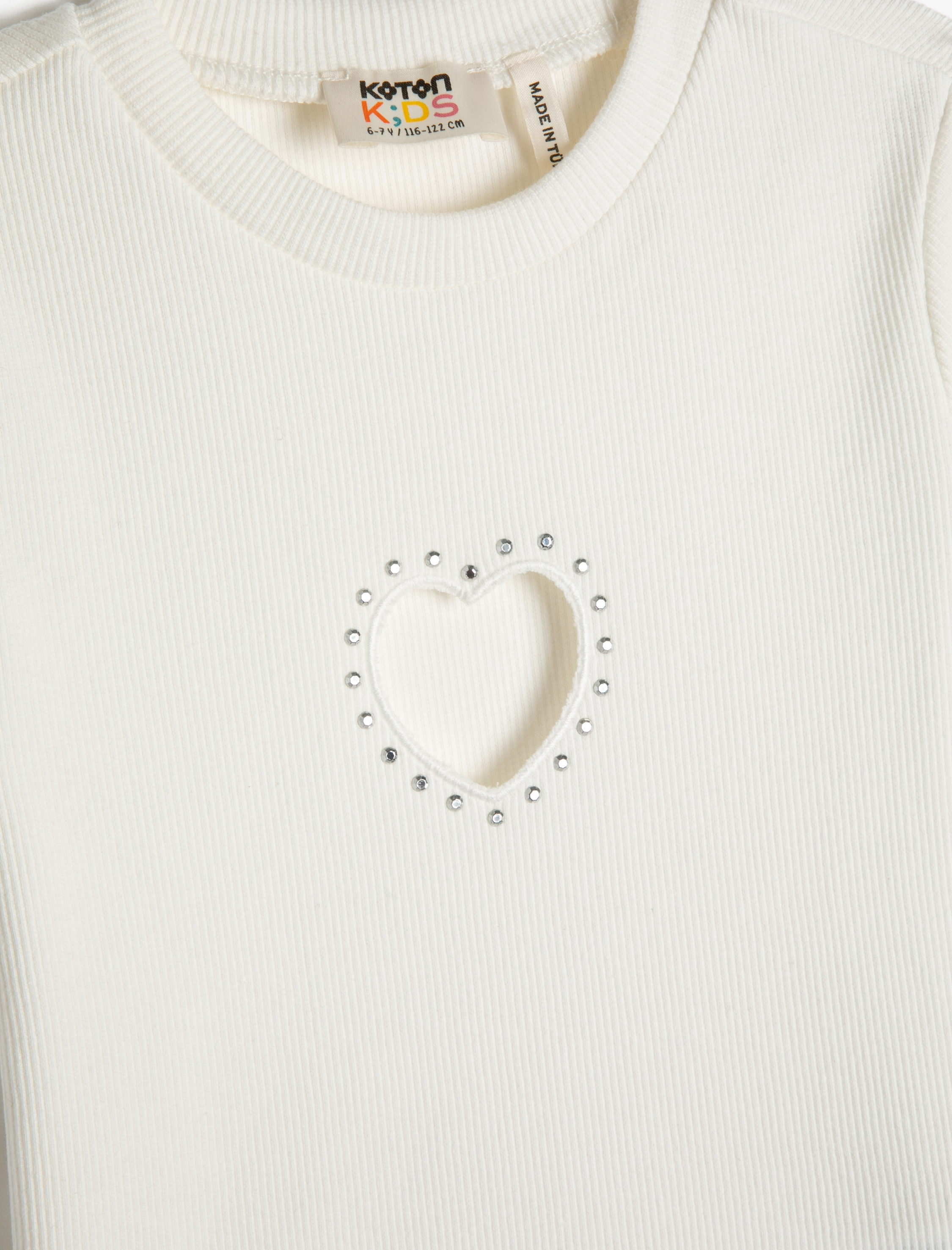  Kız Çocuk Crop Tişört Kısa Kollu Bisiklet Yaka Pencere Detaylı Pamuklu