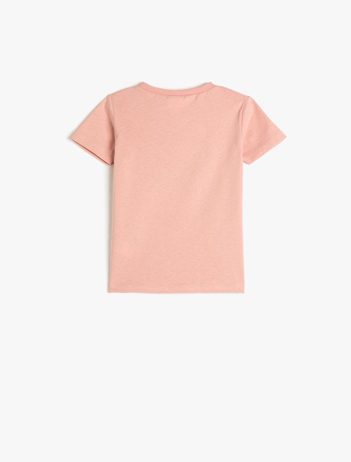 Kız Bebek Tişört Kısa Kollu Yuvarlak Yaka Papatya Baskılı Pamuklu