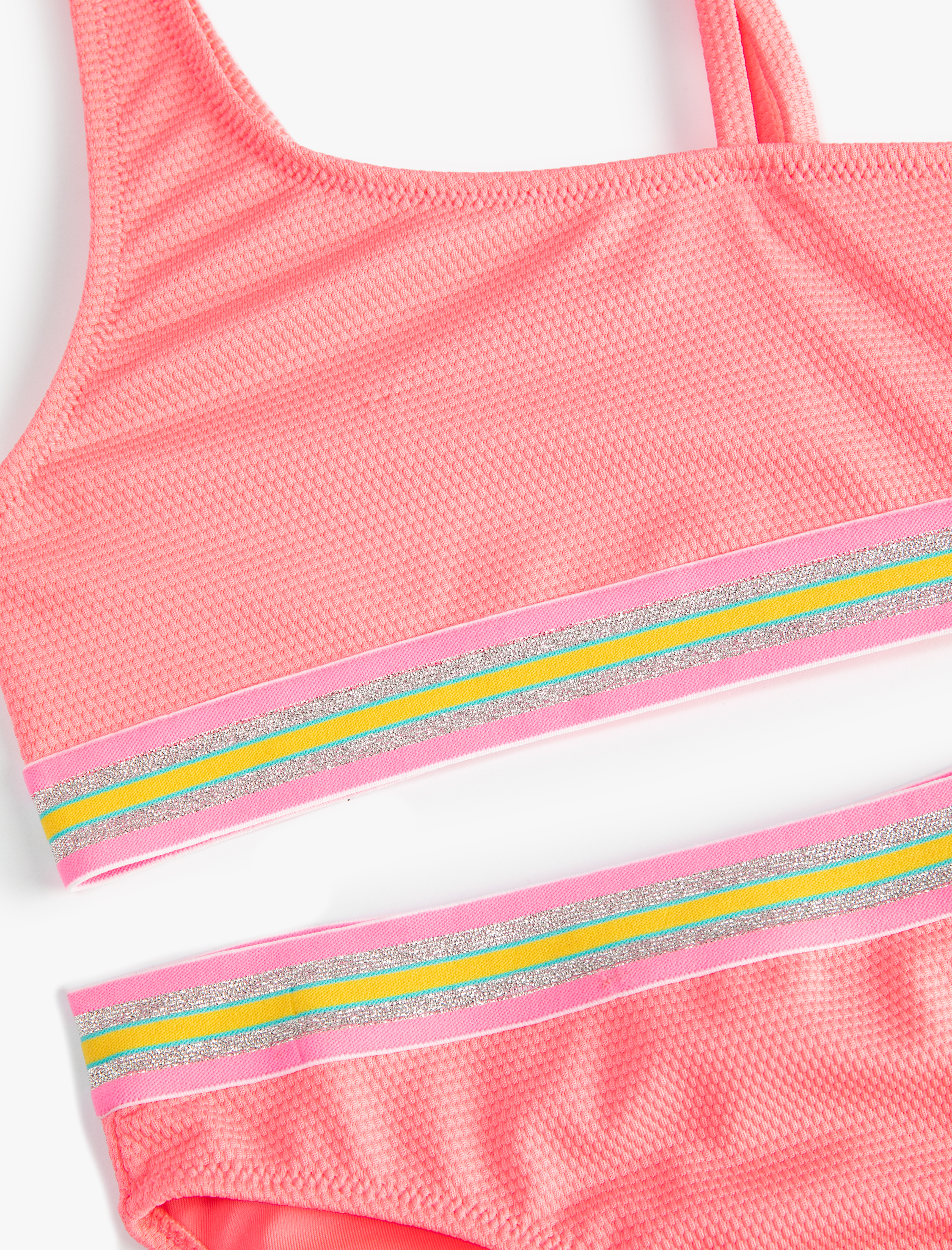  Kız Çocuk Bikini Takımı Fırfırlı Tek Omuz İnce Askılı