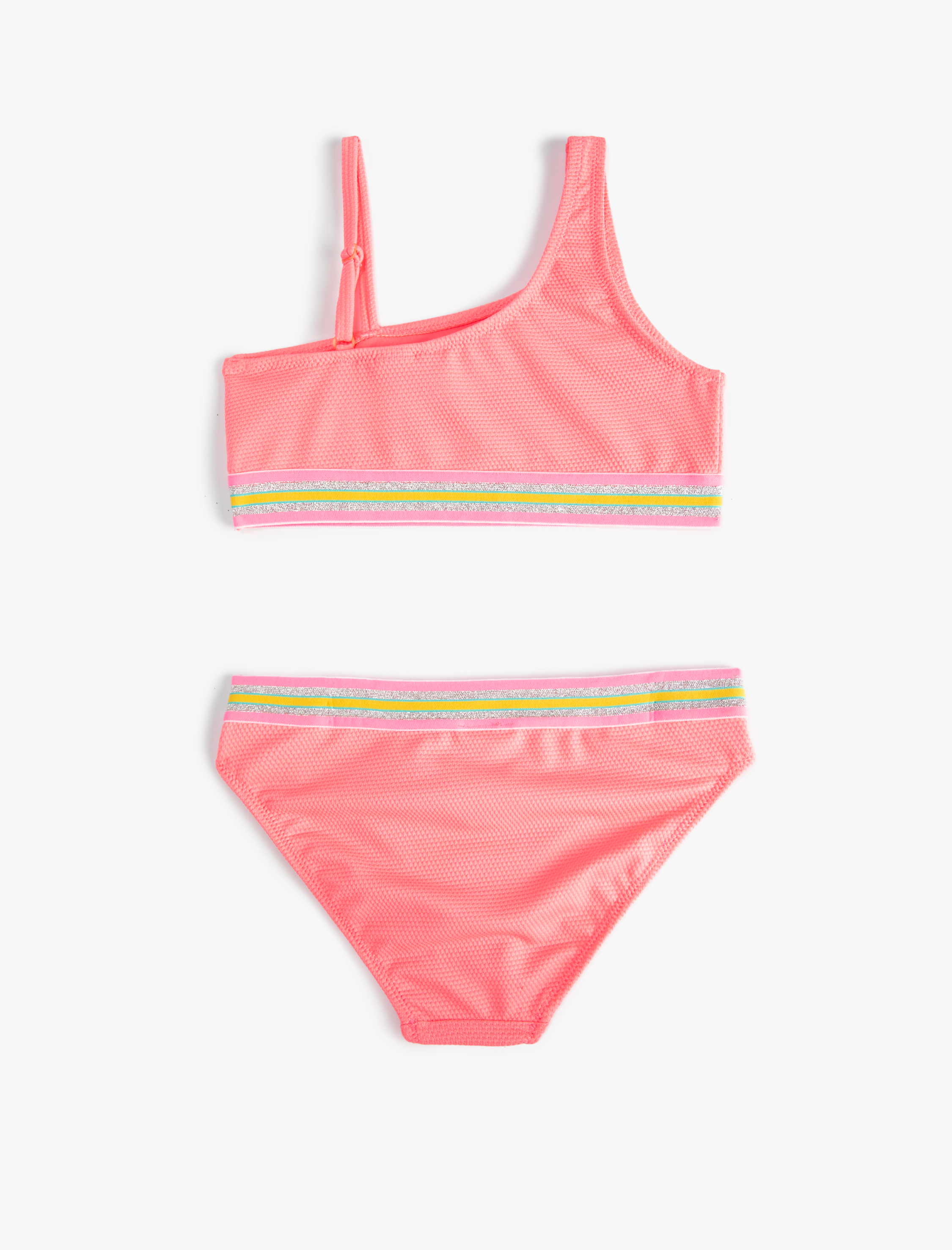  Kız Çocuk Bikini Takımı Fırfırlı Tek Omuz İnce Askılı