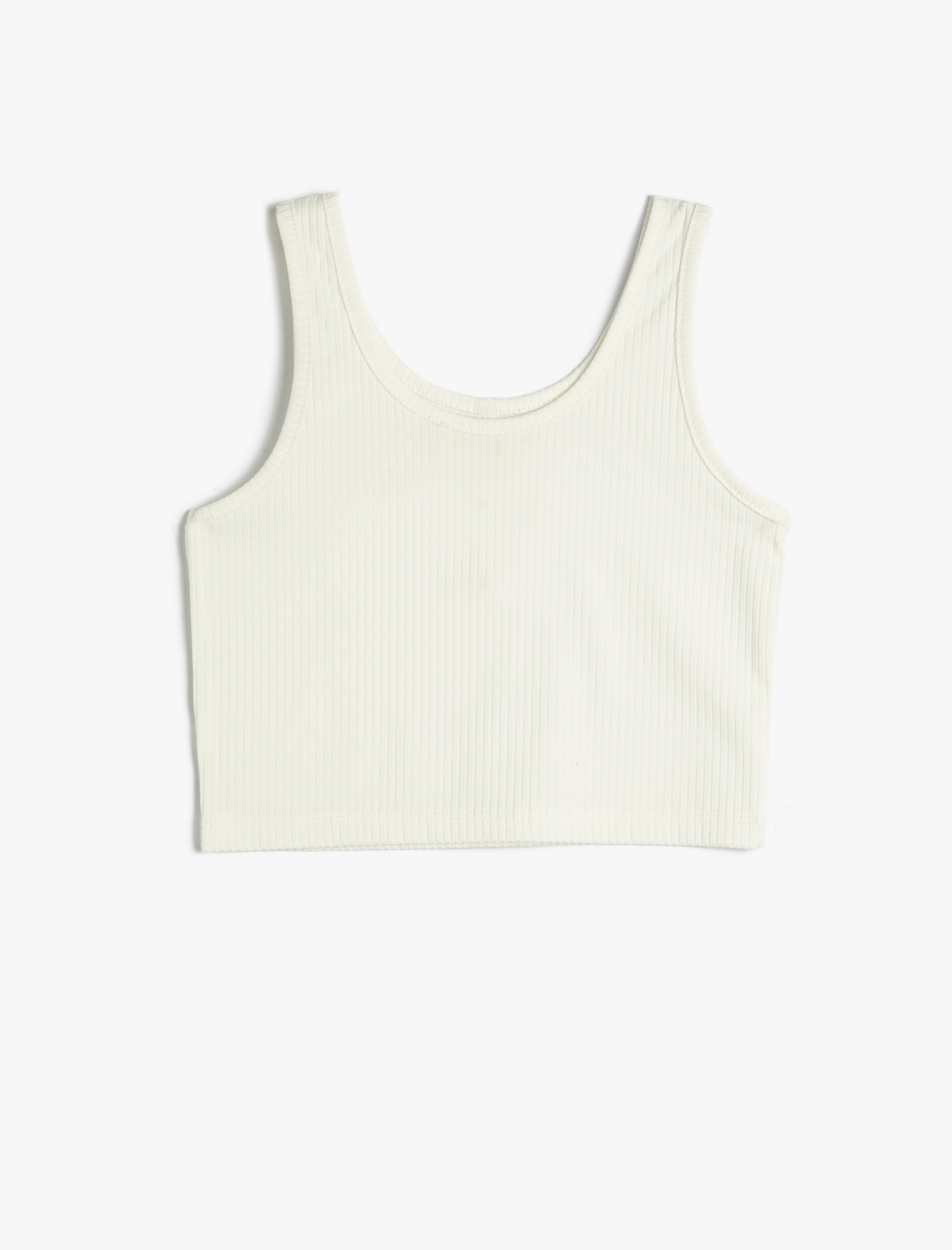  Kız Çocuk Atlet Crop Kolsuz Kalın Askılı U Yaka Düğme Detaylı