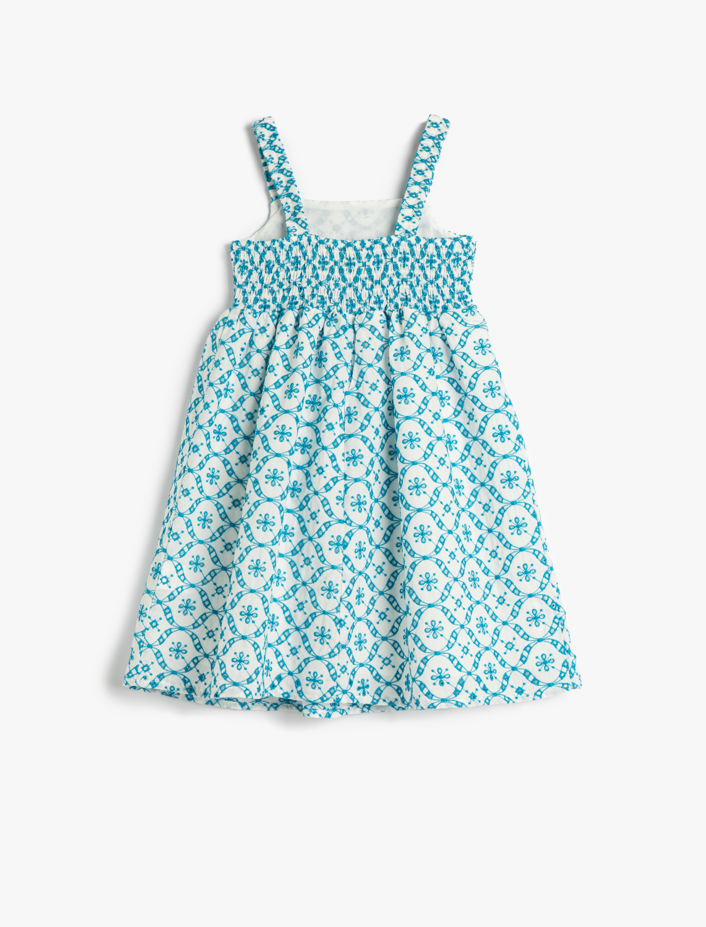  Kız Çocuk Elbise Askılı Fisto İşlemeli Pamuklu Astarlı