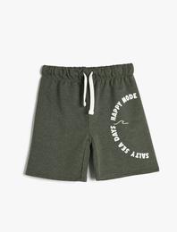 Baskılı Şort Beli Bağlamalı Cepli