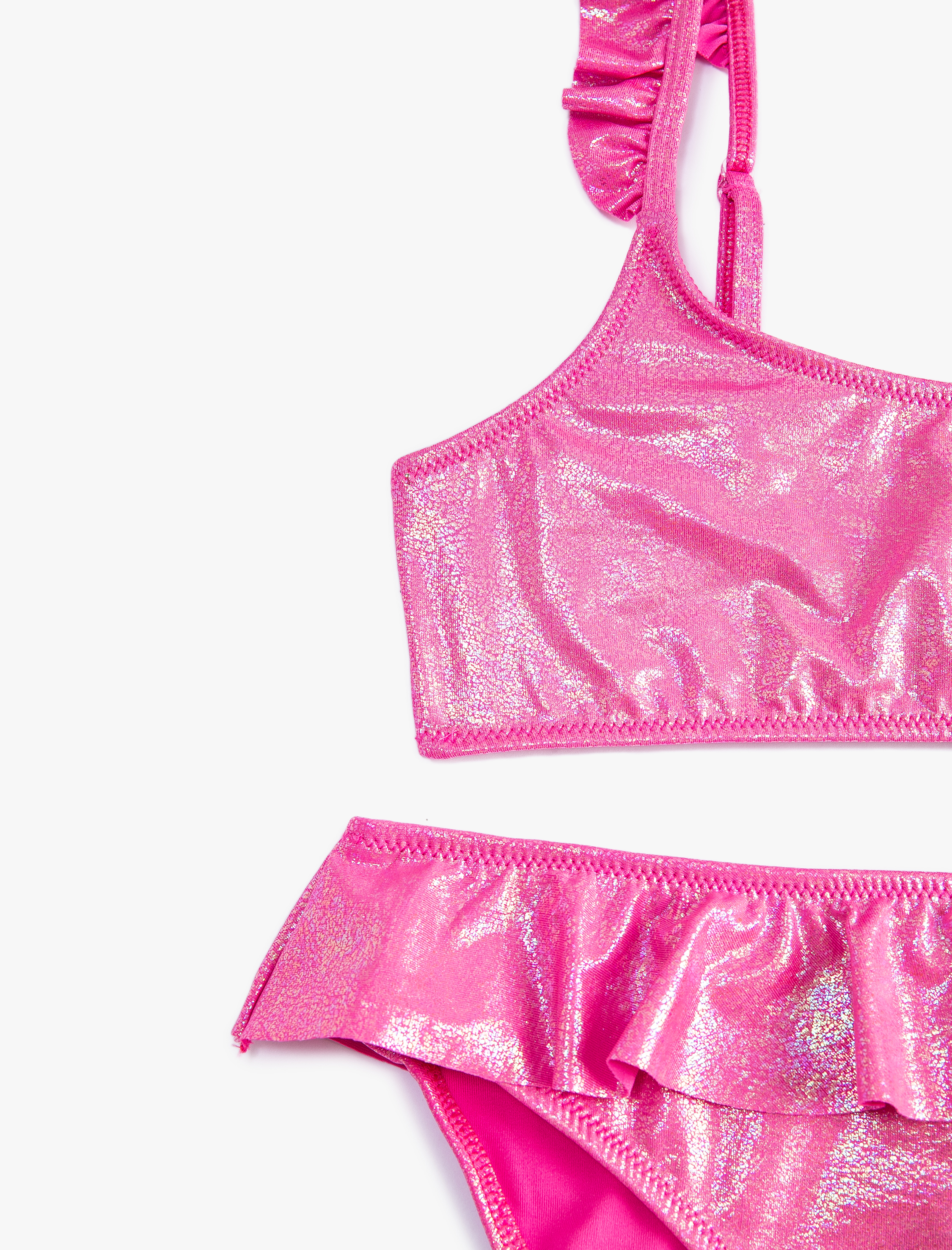  Kız Çocuk Bikini Set 2 Parça Fırfırlı Parlak