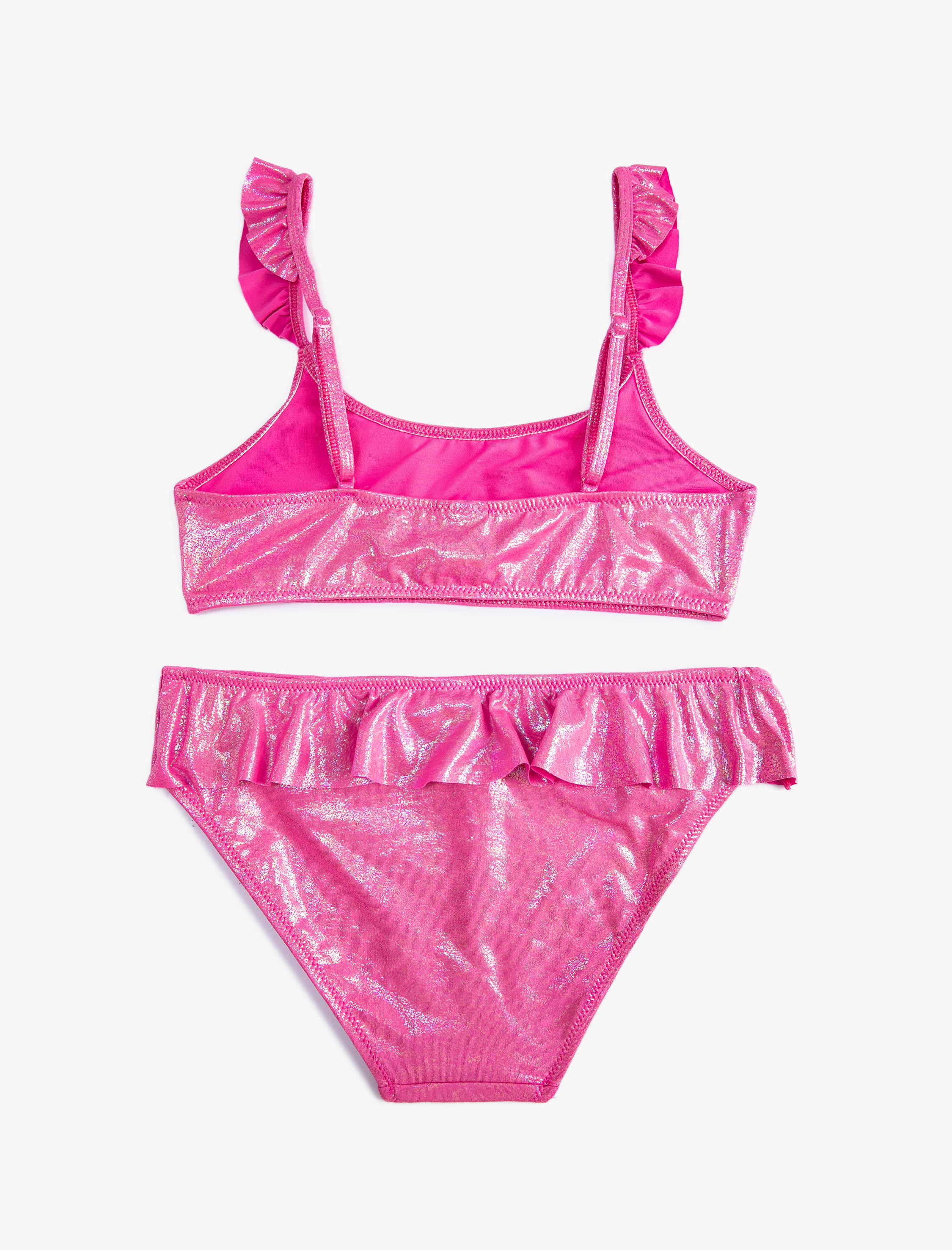  Kız Çocuk Bikini Set 2 Parça Fırfırlı Parlak