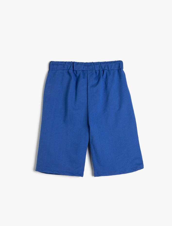 Erkek Çocuk Şort Beli Bağlamalı Lastikli Baskı Detaylı Cepli Pamuklu