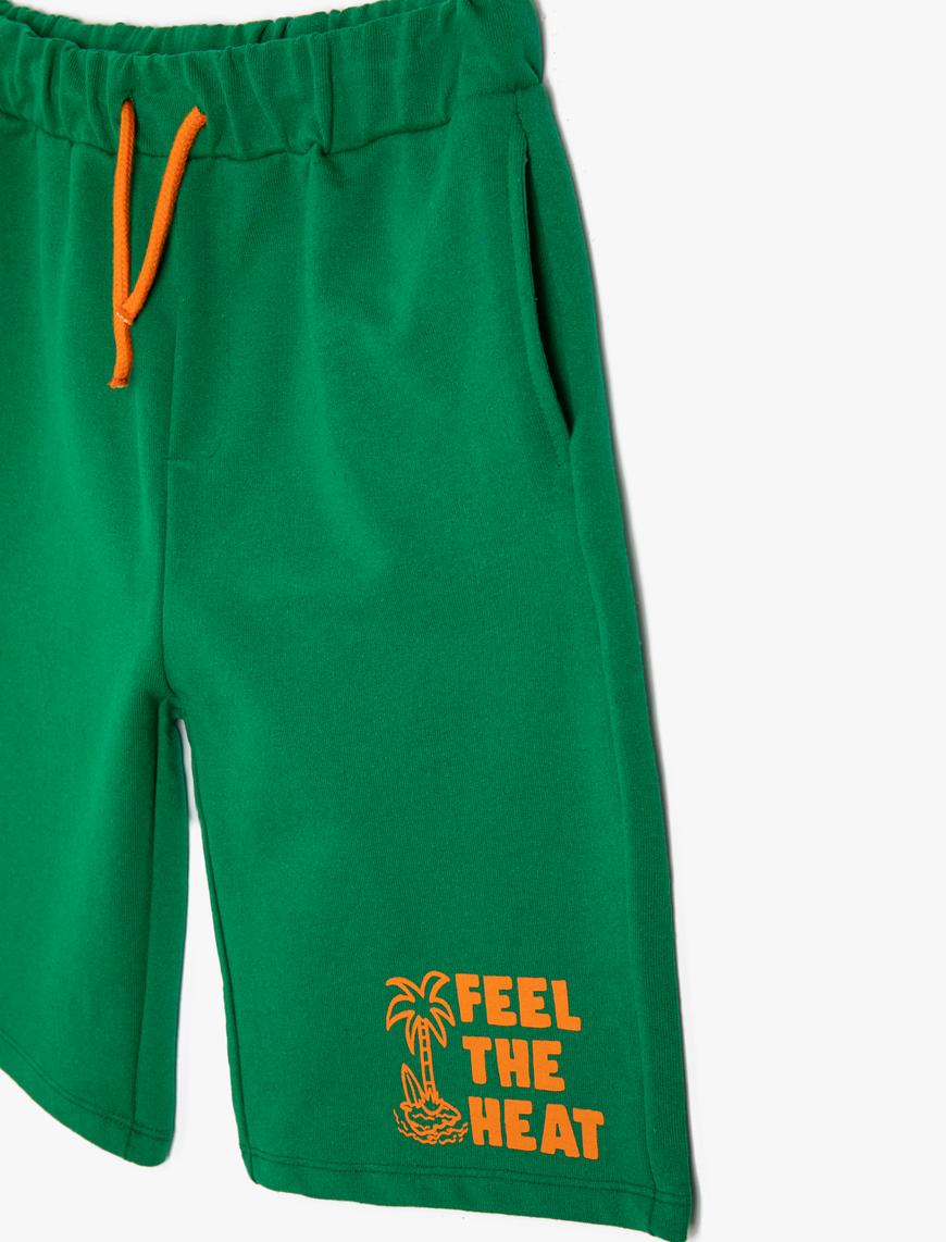  Erkek Çocuk Şort Beli Bağlamalı Cepli Baskılı