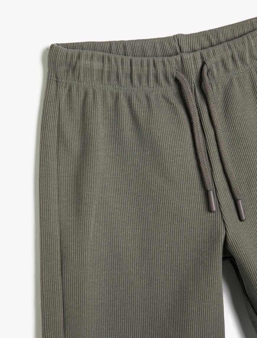  Erkek Çocuk Şort Basic Beli Bağlamalı Pamuklu Dokulu