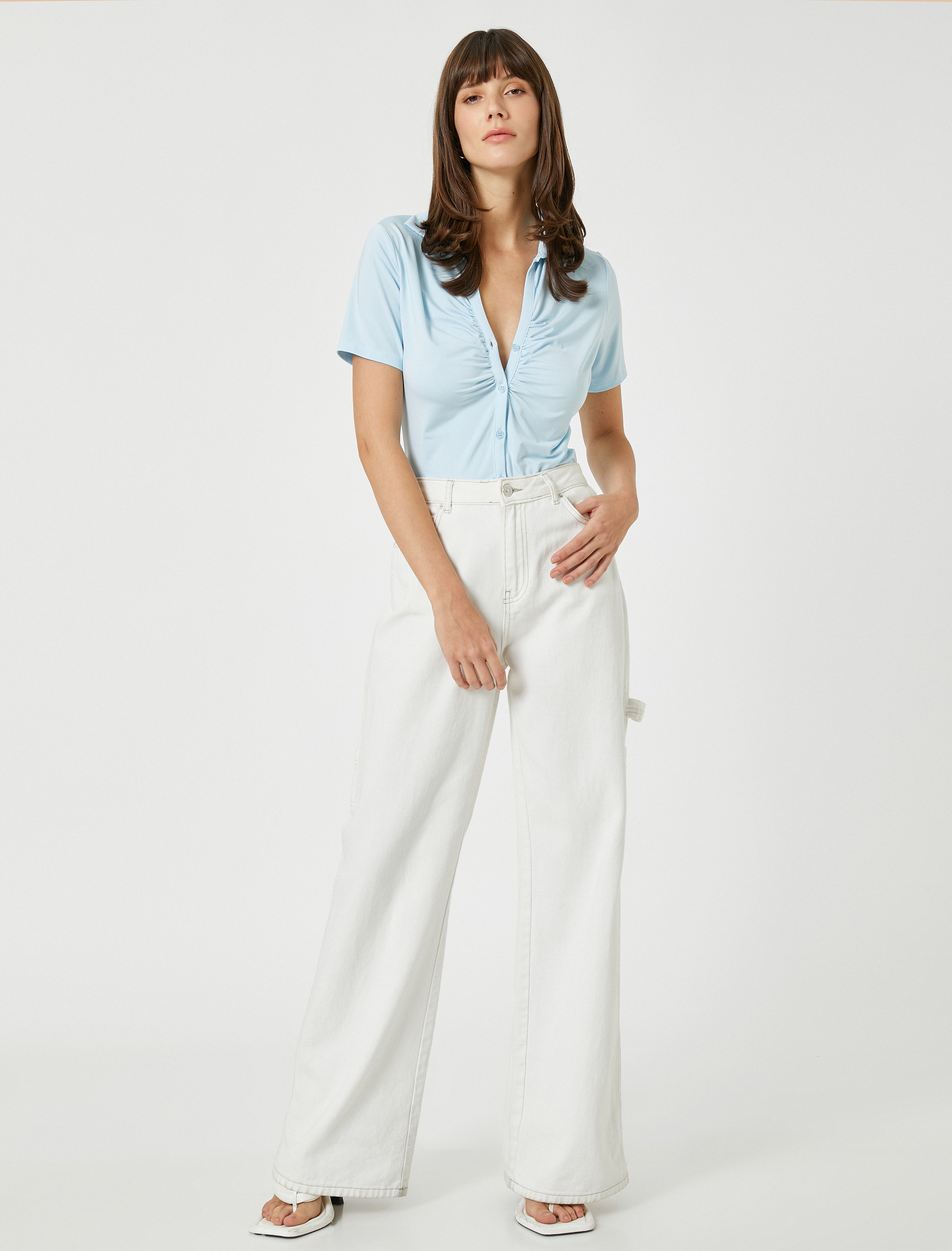   Drapeli Gömlek Kısa Kollu