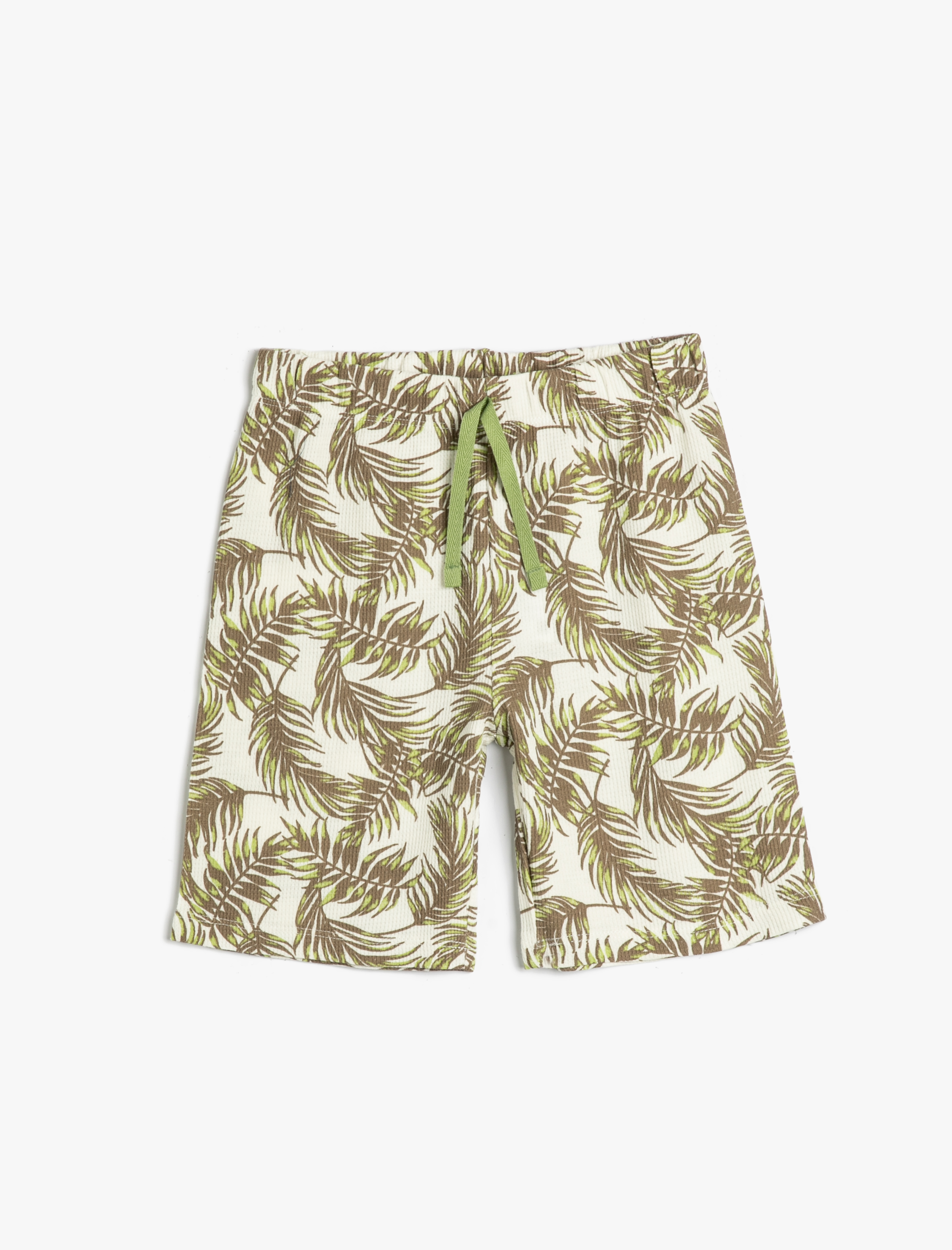  Erkek Çocuk Şort Floral Desenli Beli Bağlamalı Ribanalı Pamuklu