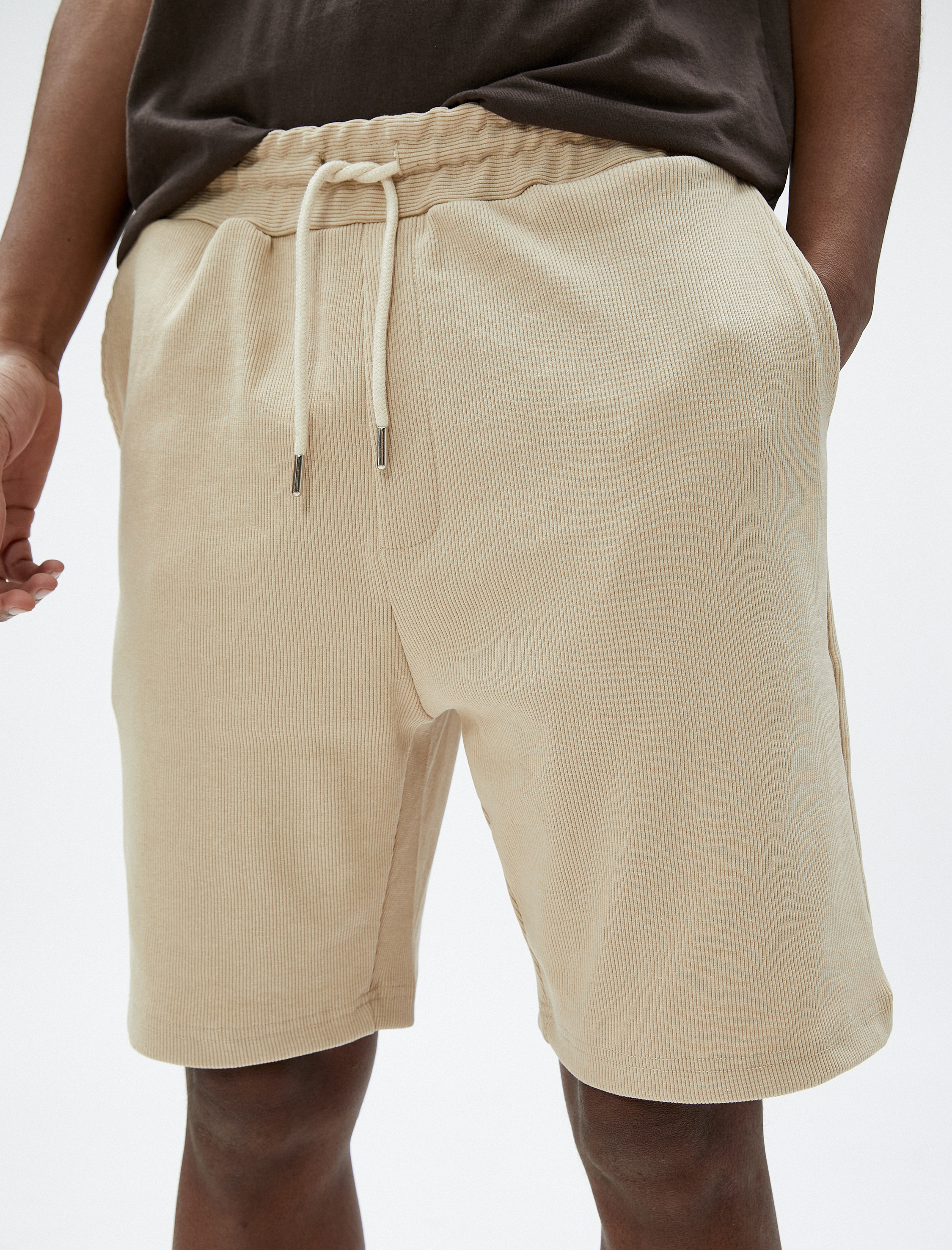   Basic Bermuda Şort Beli Bağcıklı Cep Detaylı Dar Kesim