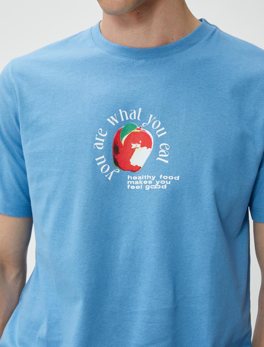   Slogan Baskılı Tişört Bisiklet Yaka Dar Kesim Pamuklu