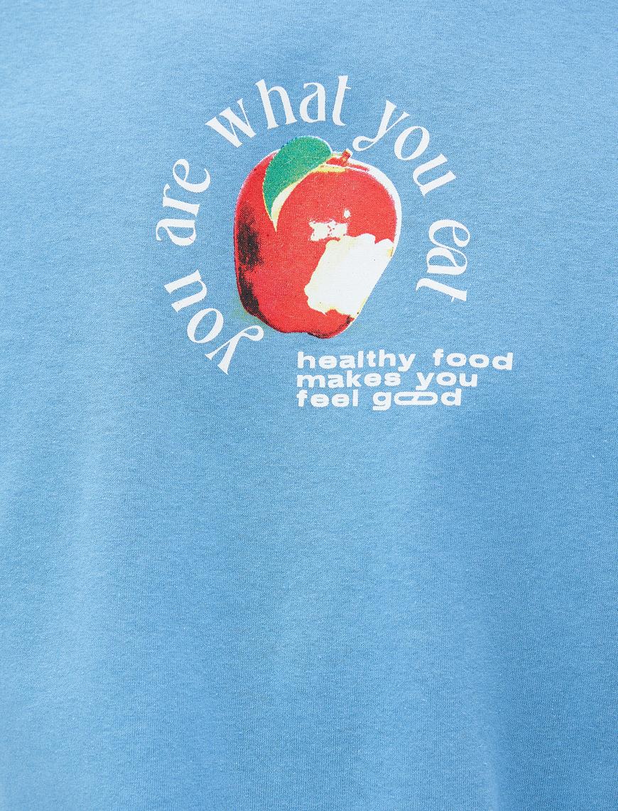   Slogan Baskılı Tişört Bisiklet Yaka Dar Kesim Pamuklu