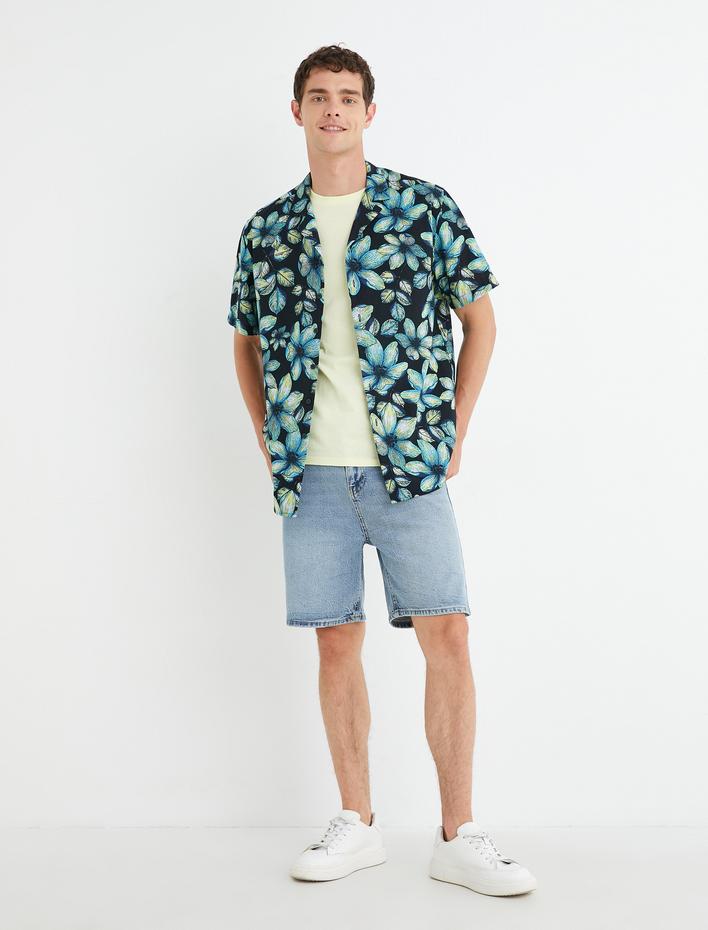  Oversize Kot Şort Cep Detaylı Düğmeli Pamuklu