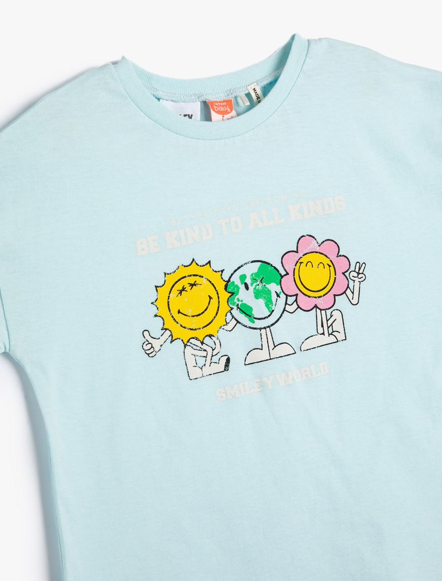  Kız Bebek SmileyWorld® Tişört Lisanslı Kısa Kollu Bisiklet Yaka