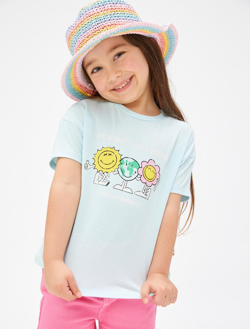  Kız Bebek SmileyWorld® Tişört Lisanslı Kısa Kollu Bisiklet Yaka