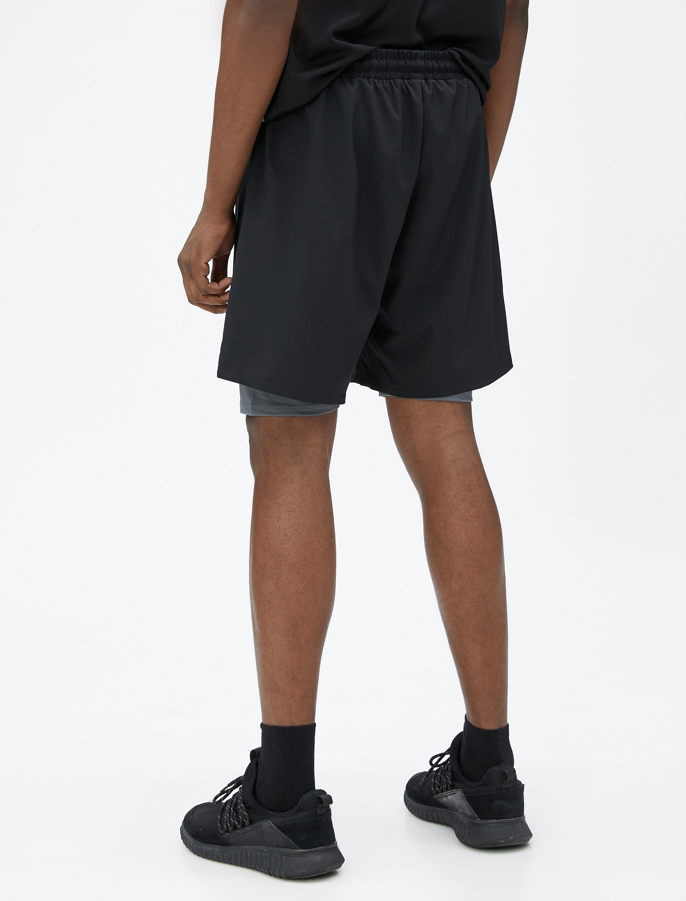   Taytlı Spor Şort Çift Katlı Beli Bağcıklı