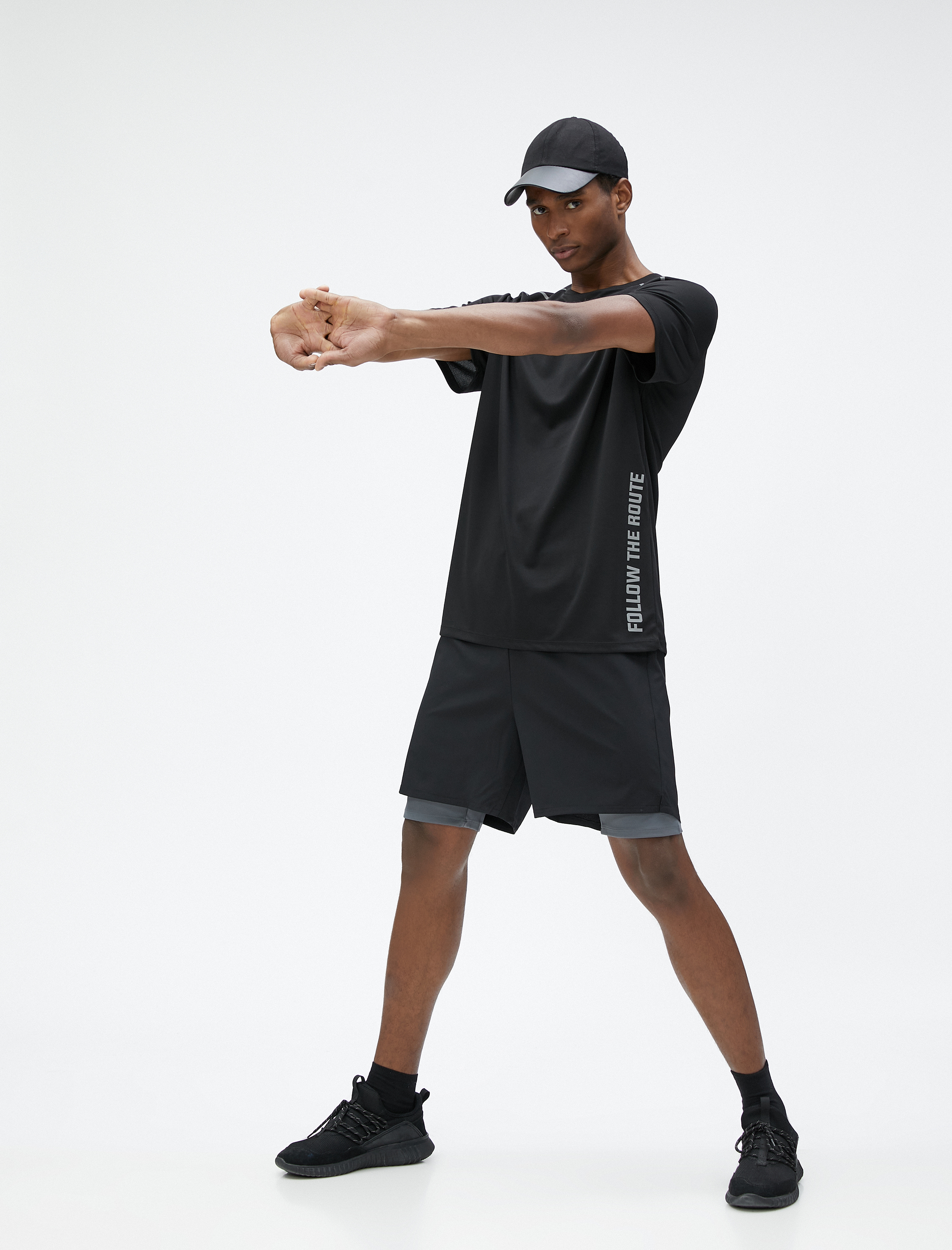   Taytlı Spor Şort Çift Katlı Beli Bağcıklı