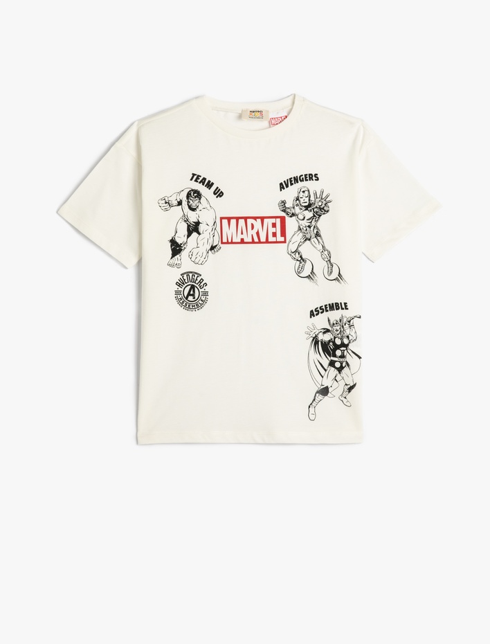 Erkek Çocuk Marvel Tişört Lisanslı Kısa Kollu Bisiklet Yaka Pamuklu
