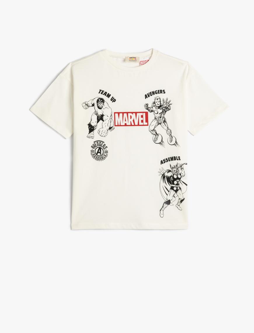  Erkek Çocuk Marvel Tişört Lisanslı Kısa Kollu Bisiklet Yaka Pamuklu