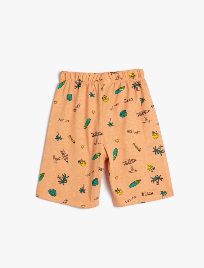 Erkek Çocuk Şort Beli Bağlamalı Baskılı Pamuklu
