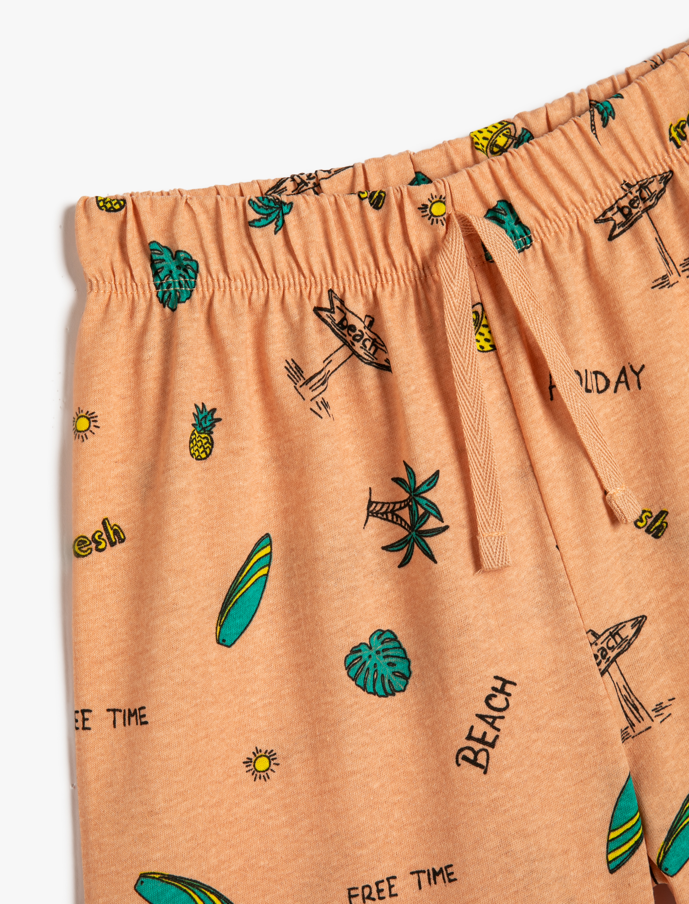  Erkek Çocuk Şort Beli Bağlamalı Baskılı Pamuklu