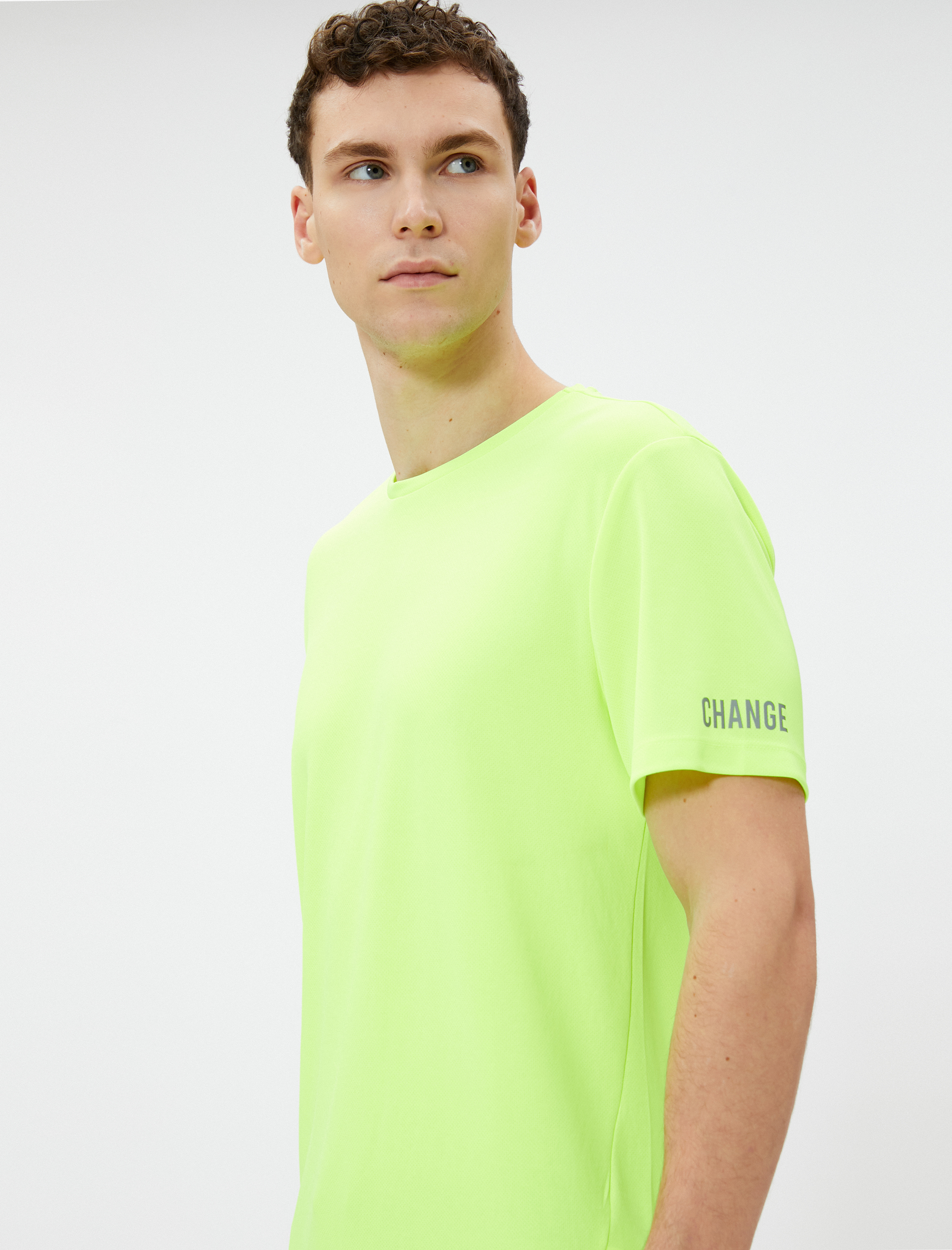   Basic Spor Tişört Slogan Detaylı Bisiklet Yaka Kısa Kollu