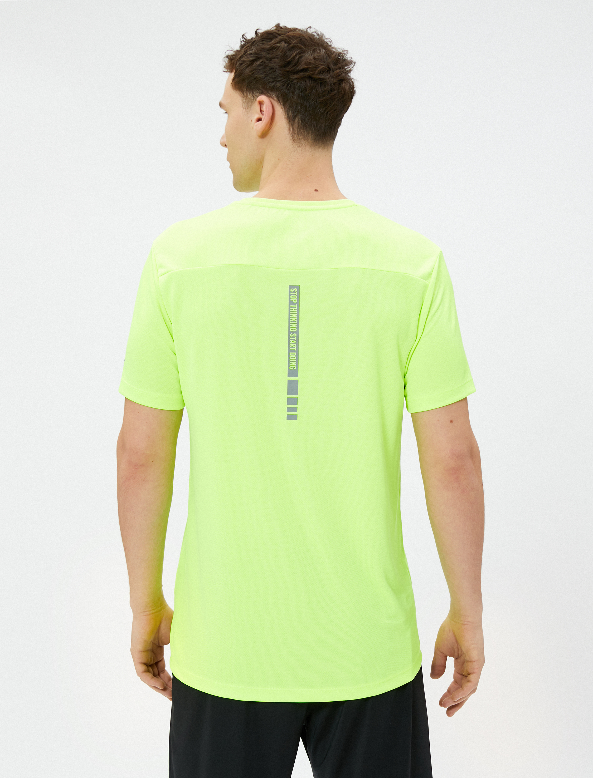   Basic Spor Tişört Slogan Detaylı Bisiklet Yaka Kısa Kollu