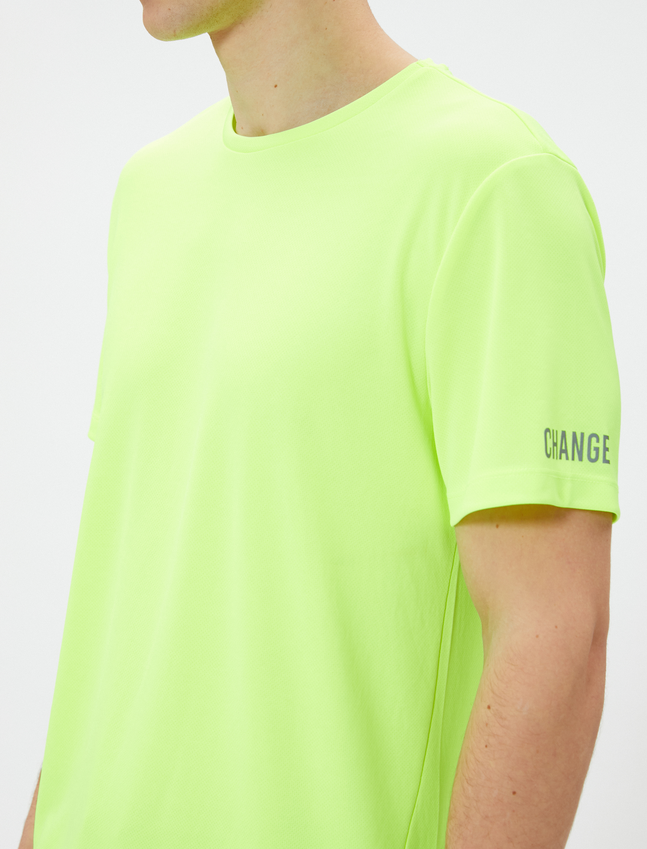   Basic Spor Tişört Slogan Detaylı Bisiklet Yaka Kısa Kollu