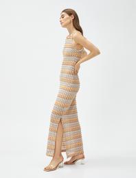 Kroşe Uzun Elbise Halter Yaka Dar Kesim