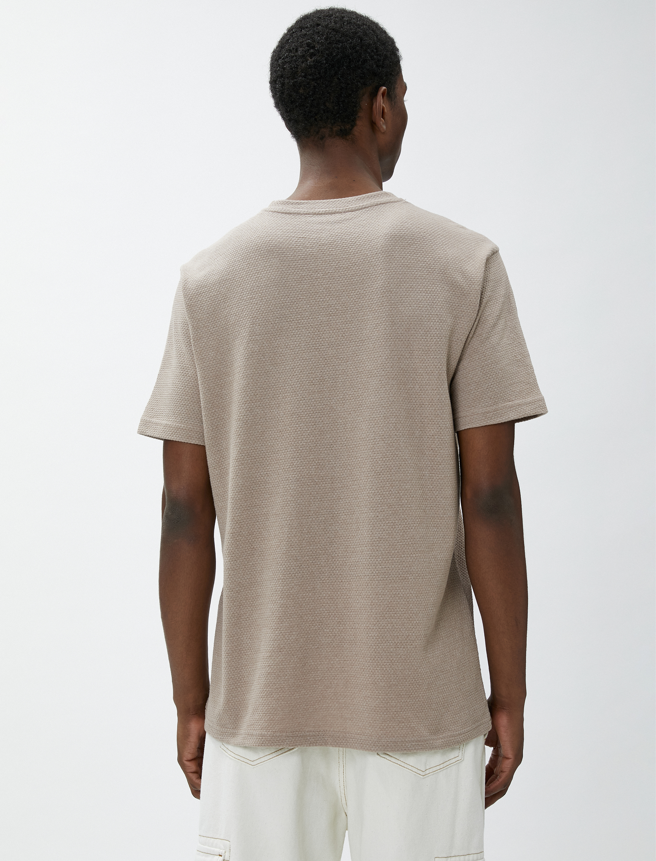   Basic Tişört Bisiklet Yaka Cep Detaylı Kısa Kollu