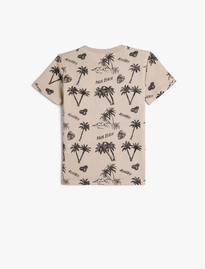 Erkek Çocuk Tişört Baskılı Kısa Kollu Bisiklet Yaka Pamuklu