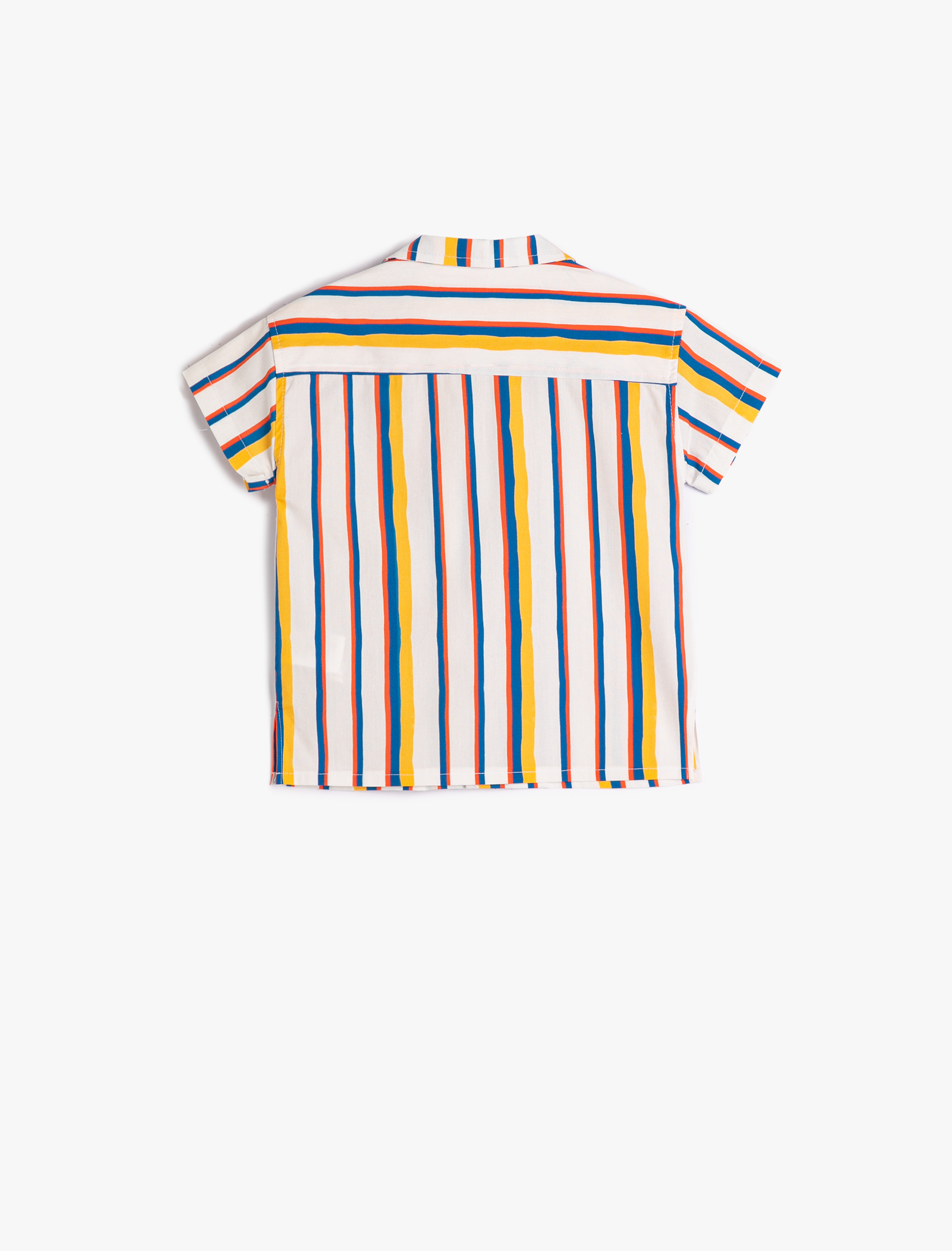  Erkek Bebek Gömlek Kısa Kollu Cep Detaylı Pamuklu