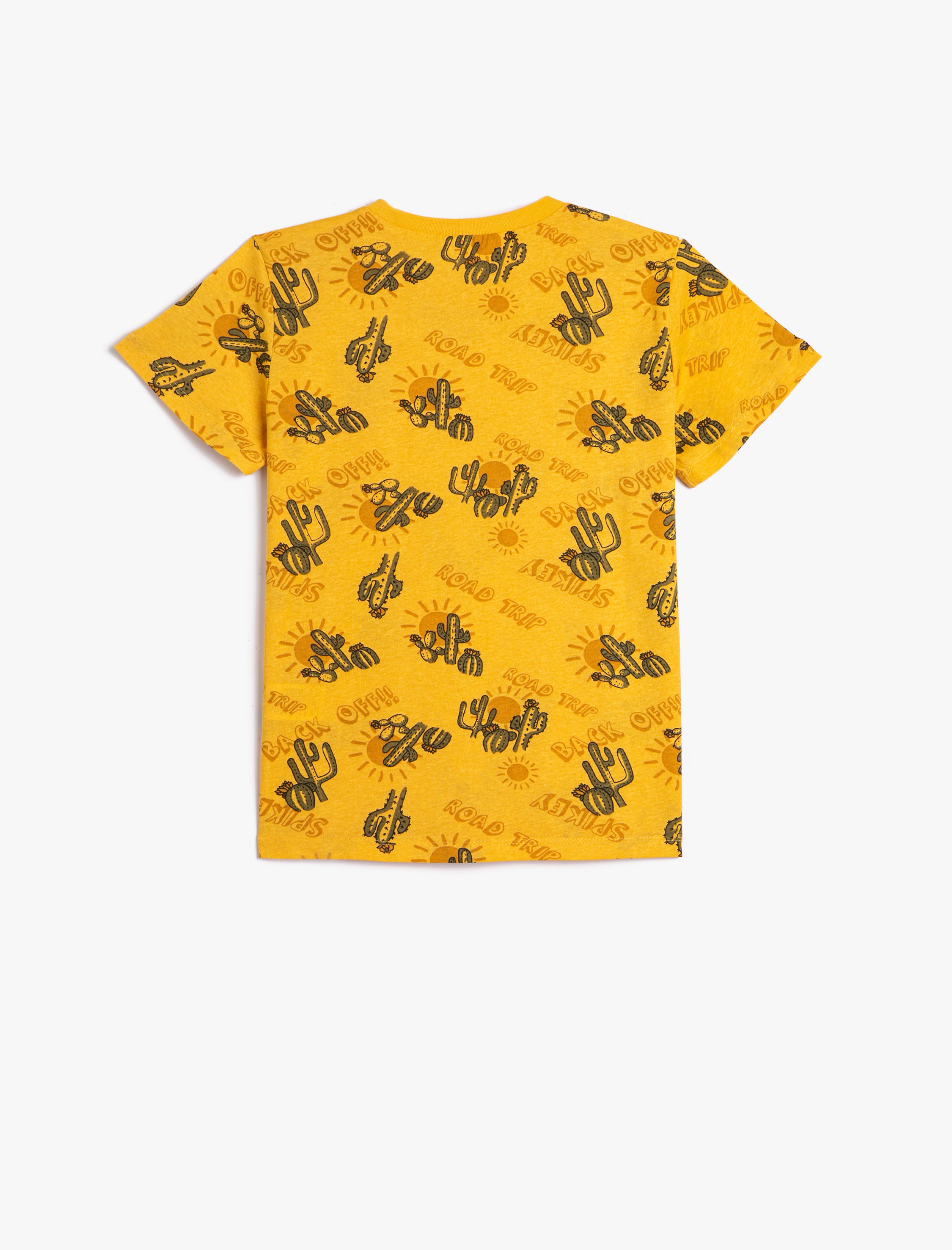  Erkek Çocuk Tişört Bisiklet Yaka Kısa Kollu Kaktüs Baskılı Pamuklu