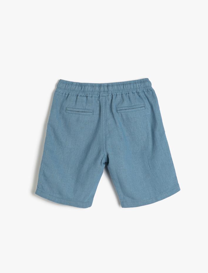 Erkek Çocuk Şort Keten Karışımlı Beli Bağlamalı Cepli