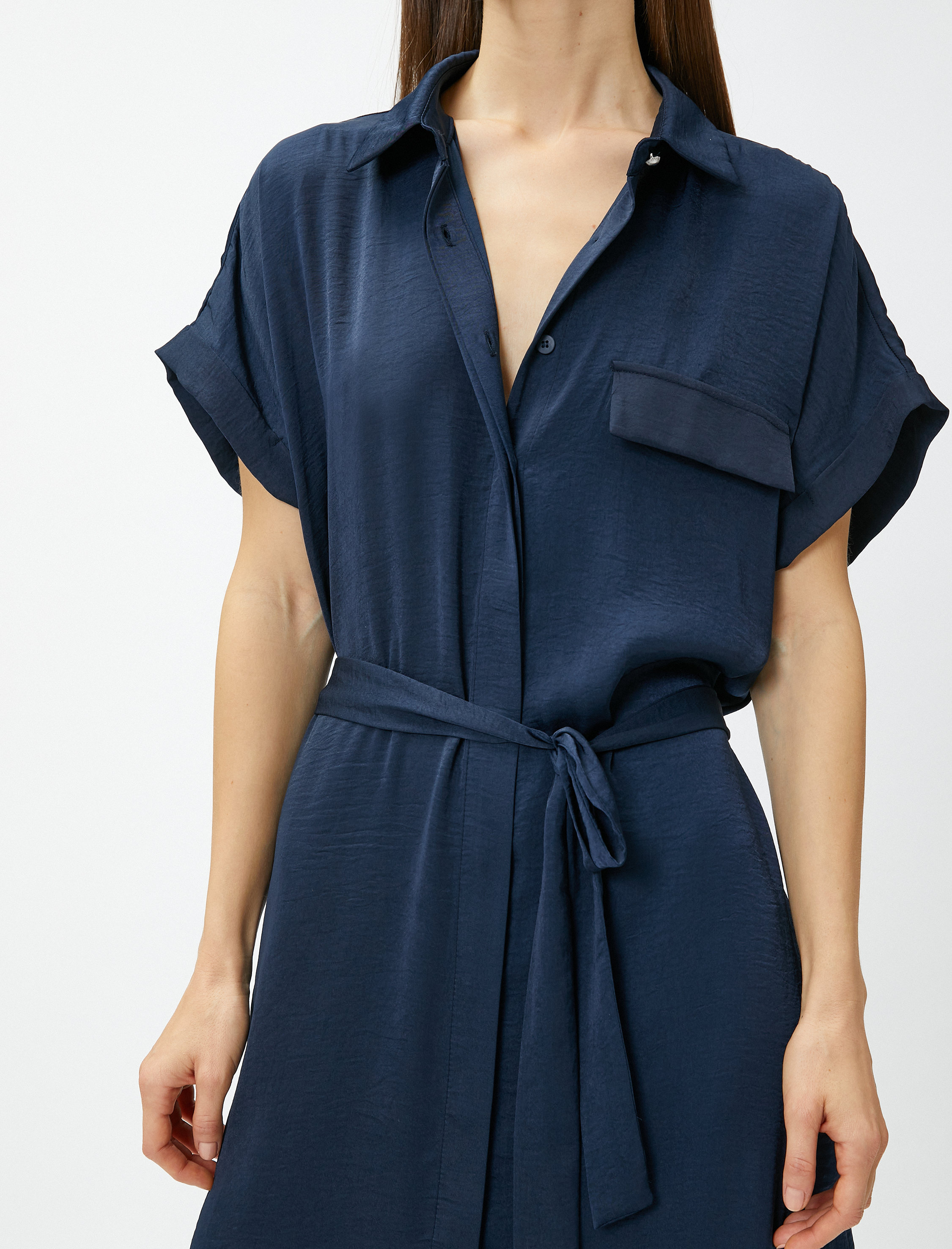   Oversize Midi Gömlek Elbise Kemerli