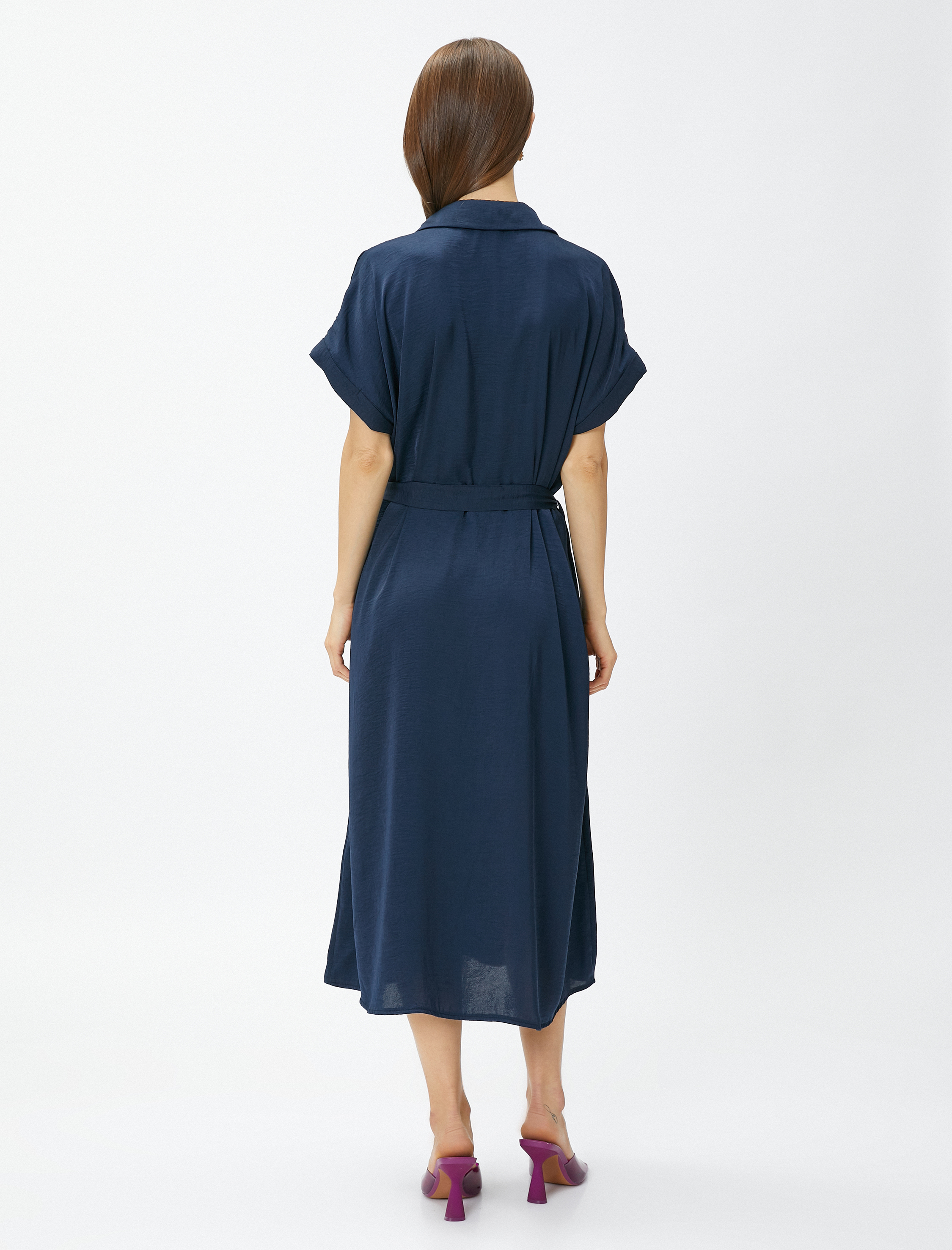   Oversize Midi Gömlek Elbise Kemerli