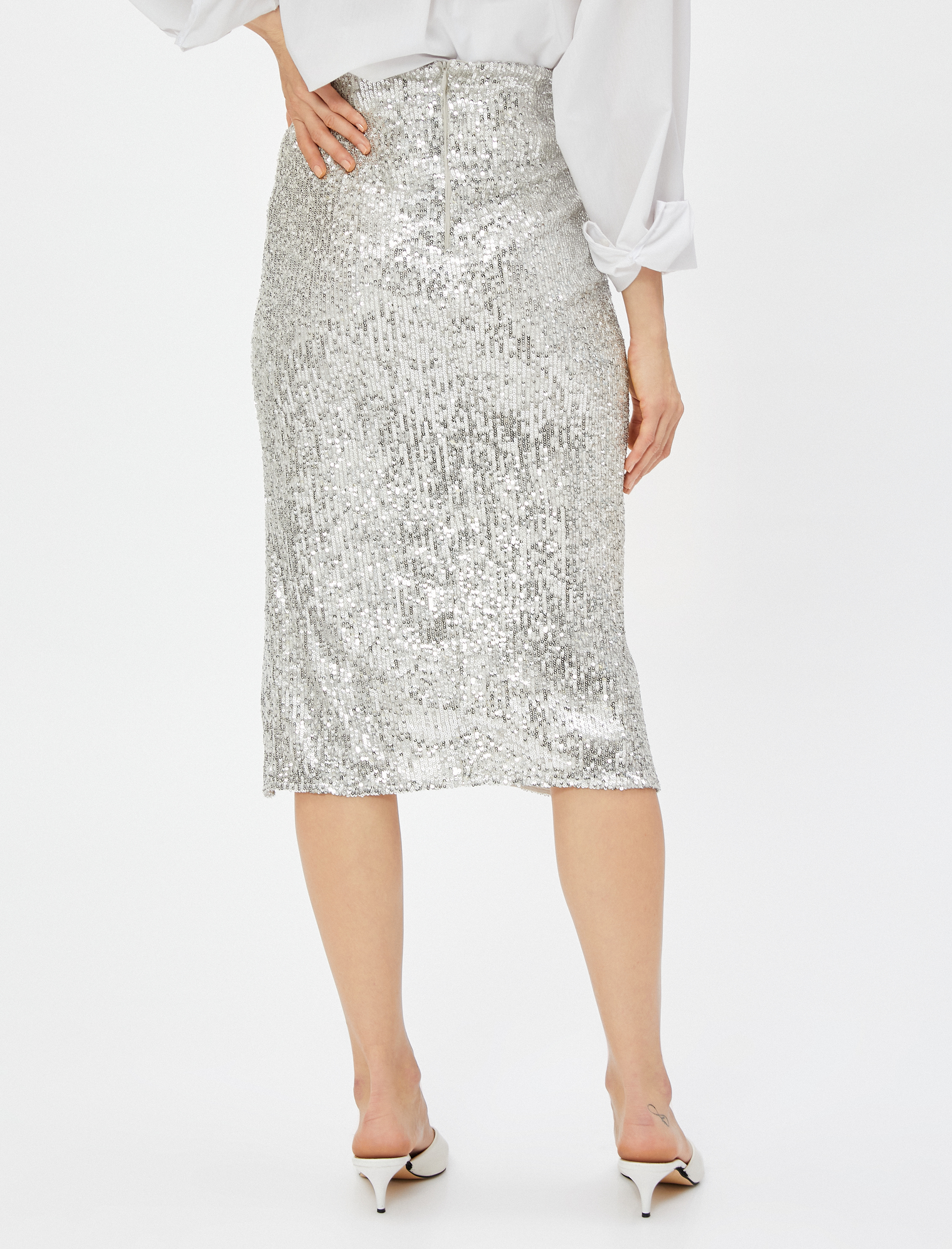   Abiye Etek Payetli Derin Yırtmaçlı