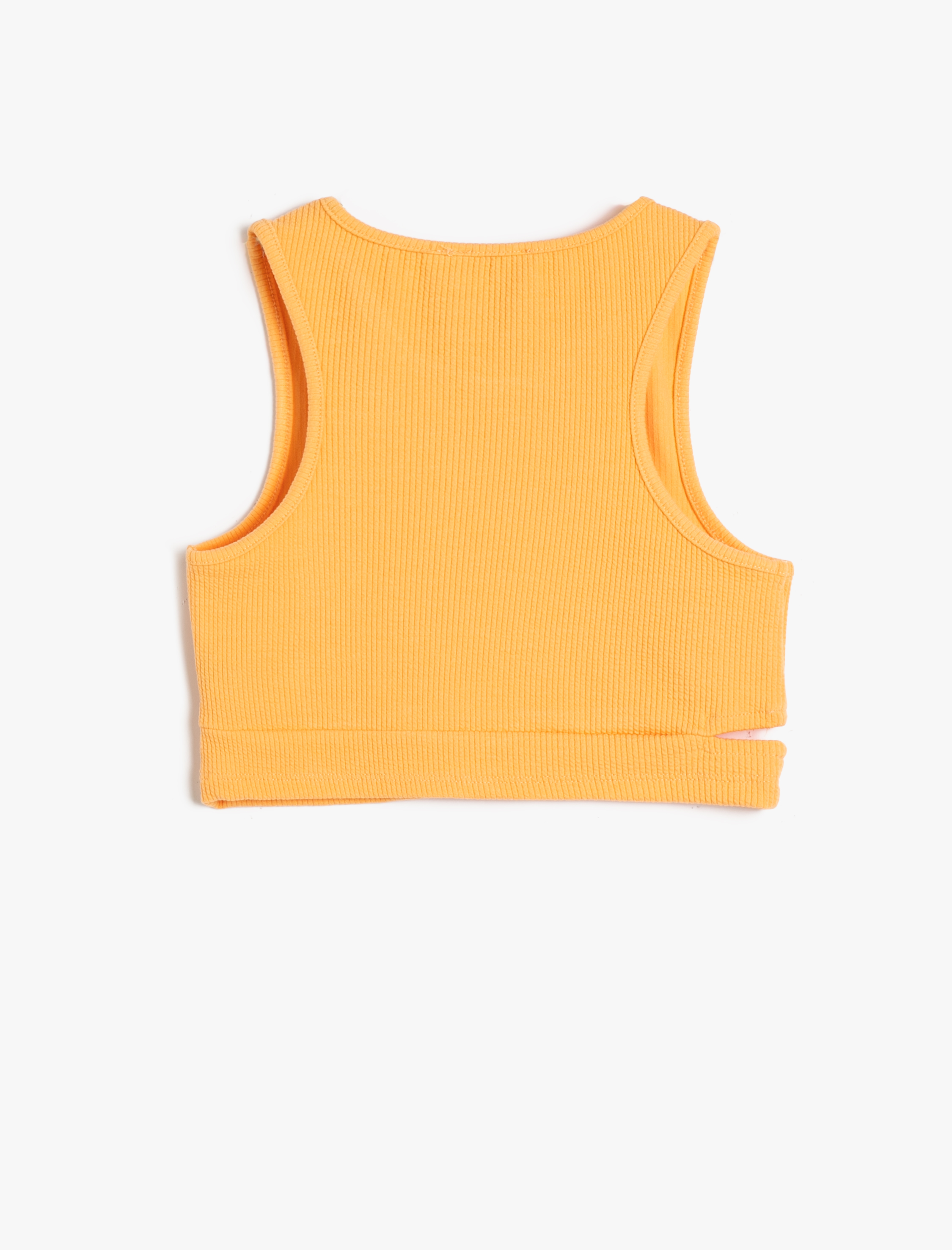  Kız Çocuk Crop Atlet Kolsuz Pencere Detaylı Yuvarlak Yaka