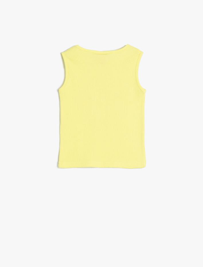 Kız Bebek Atlet Kolsuz Bisiklet Yaka Fitilli Baskılı Pamuklu