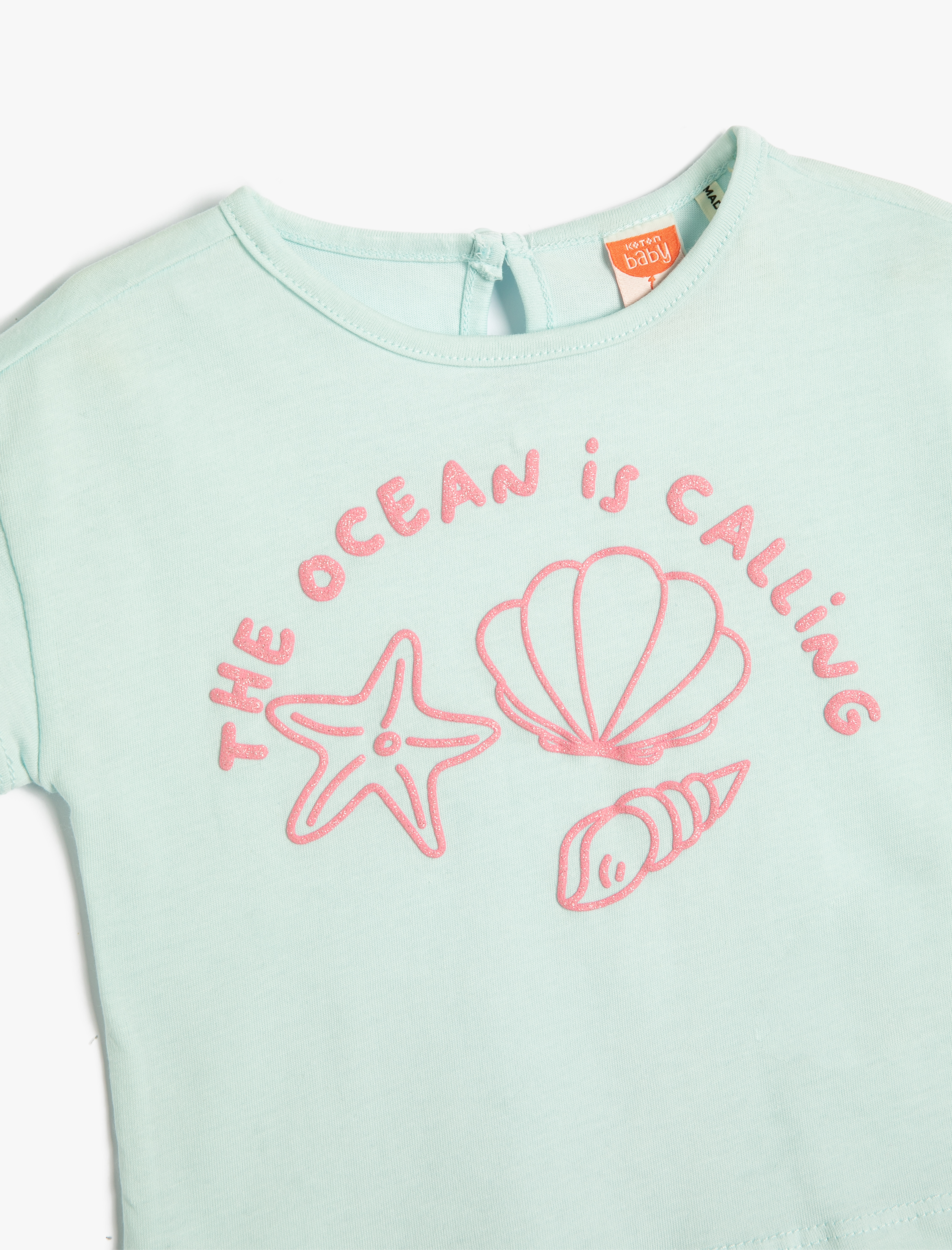  Kız Bebek Tişört Baskılı Kısa Kollu Bisiklet Yaka Pamuklu