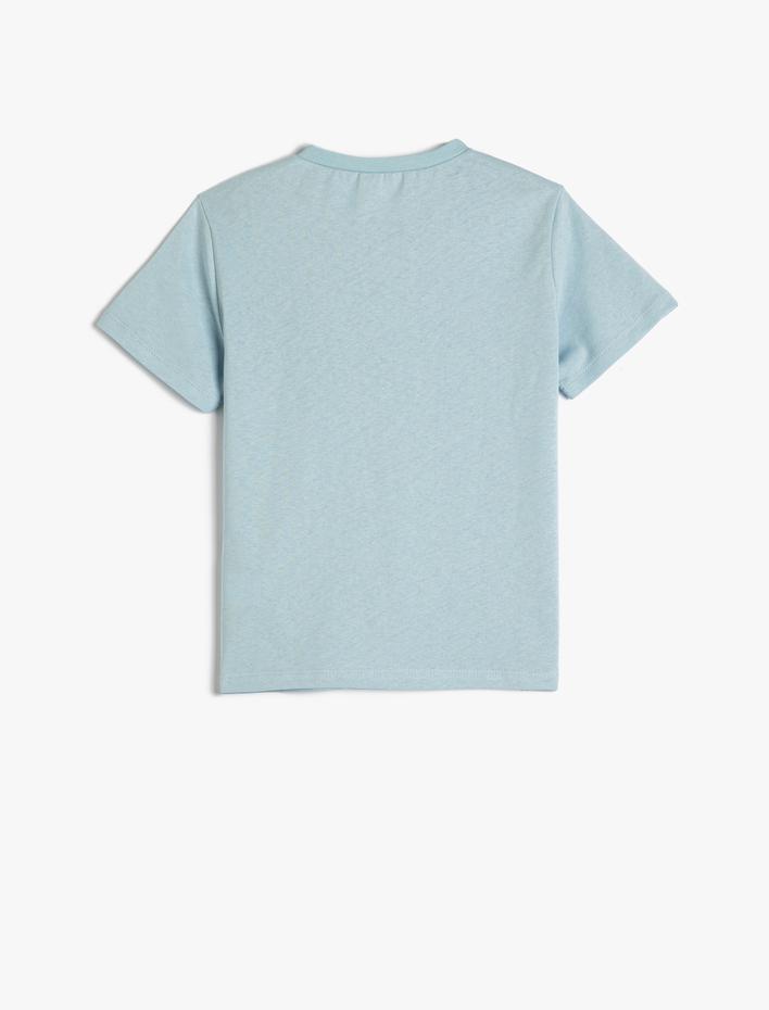 Erkek Çocuk Tişört Kısa Kollu Bisiklet Yaka Pamuklu Baskılı Detaylı