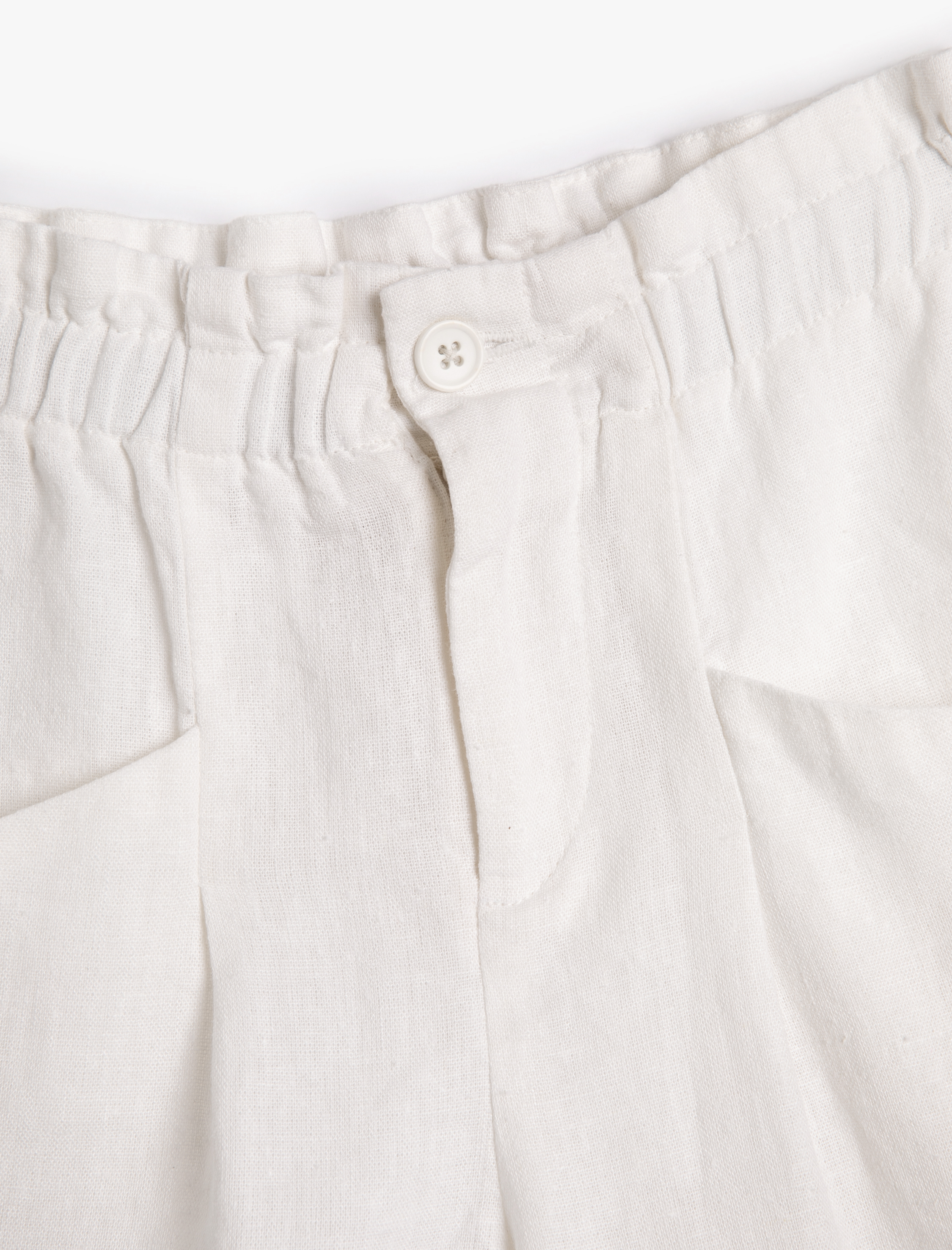  Kız Çocuk Keten Şort Beli Lastikli Cepli